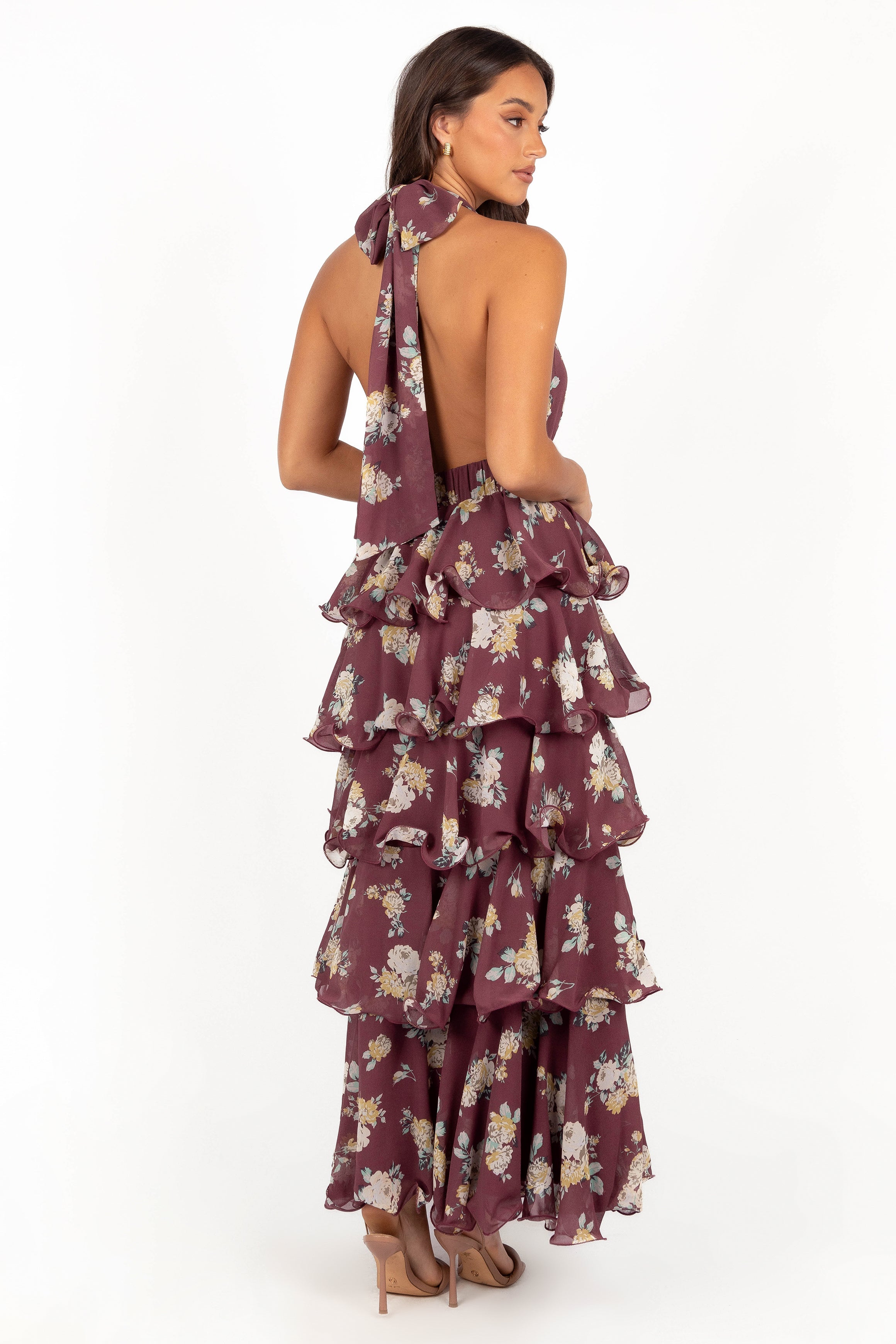 Kendall Maxi Halterneck Dress - Dark Wine-Aur Fashion