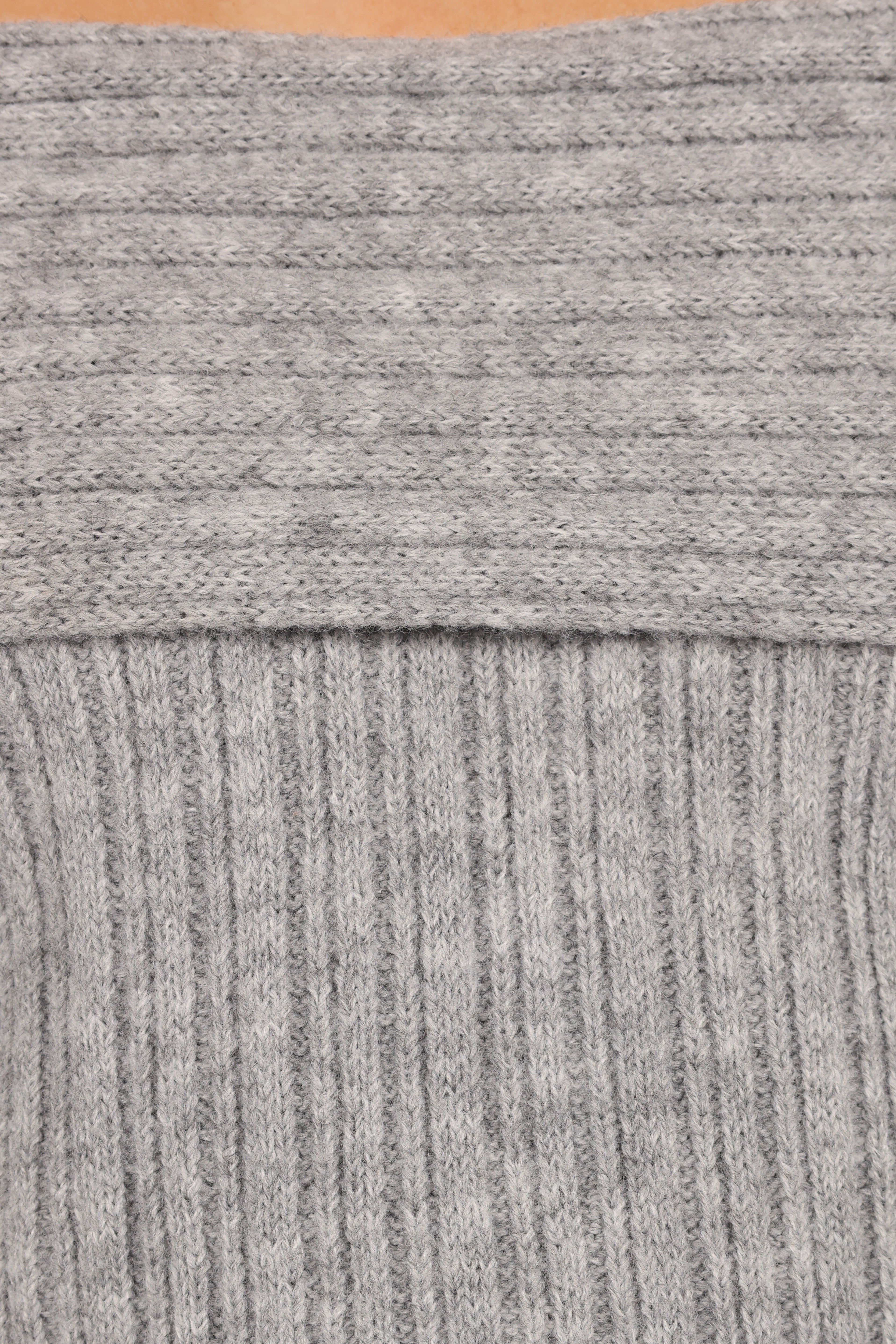 Kenny Off Shoulder Knit Sweater - Grey-Aur Fashion