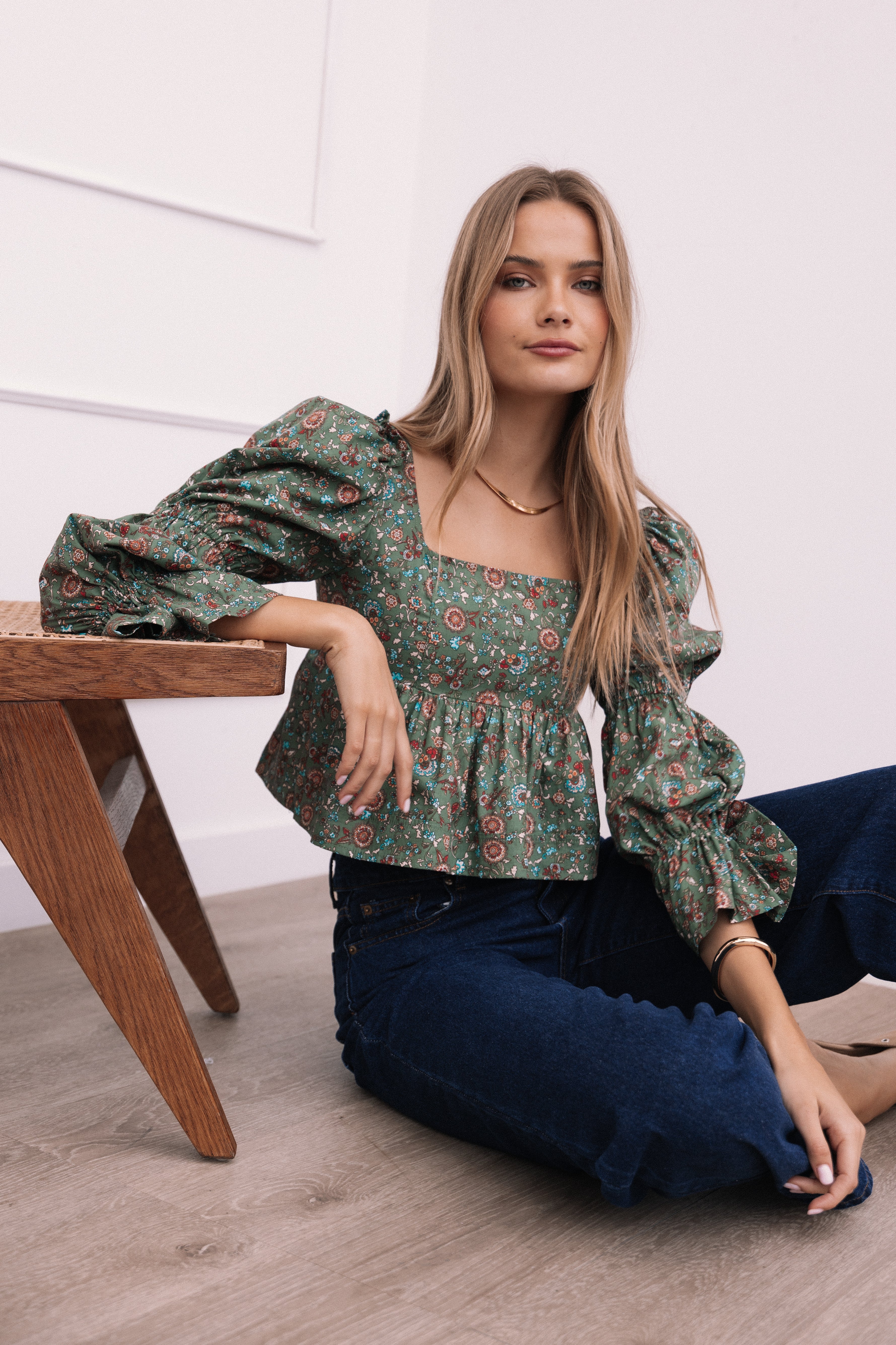 Kenny Top - Green Paisley Floral-Aur Fashion