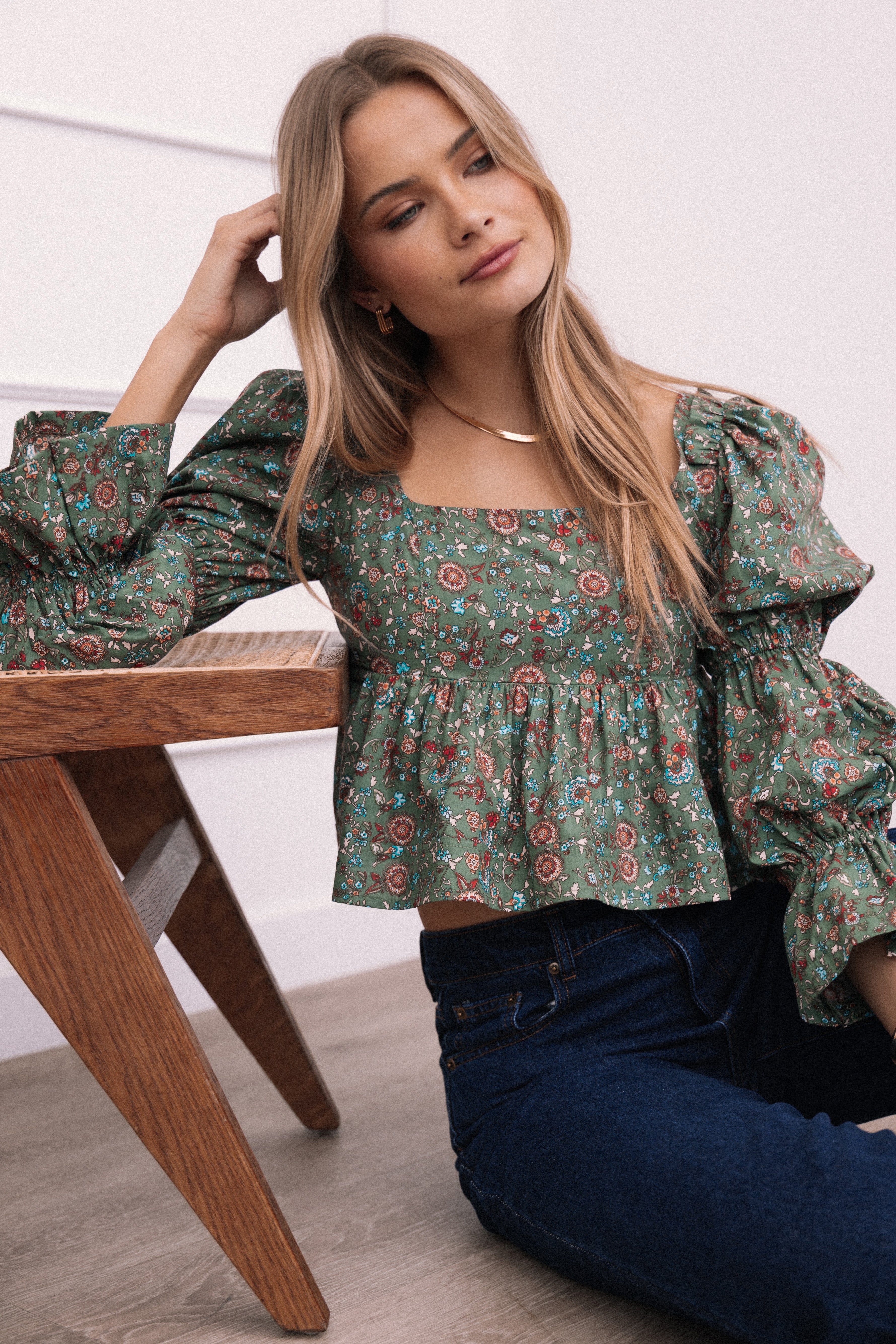 Kenny Top - Green Paisley Floral-Aur Fashion