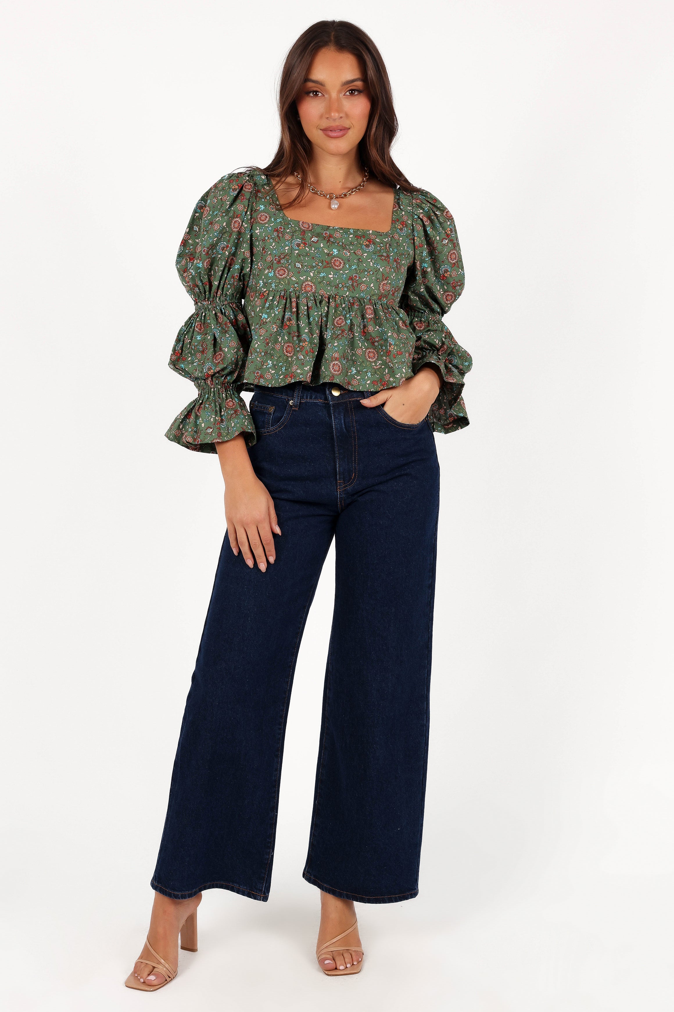 Kenny Top - Green Paisley Floral-Aur Fashion