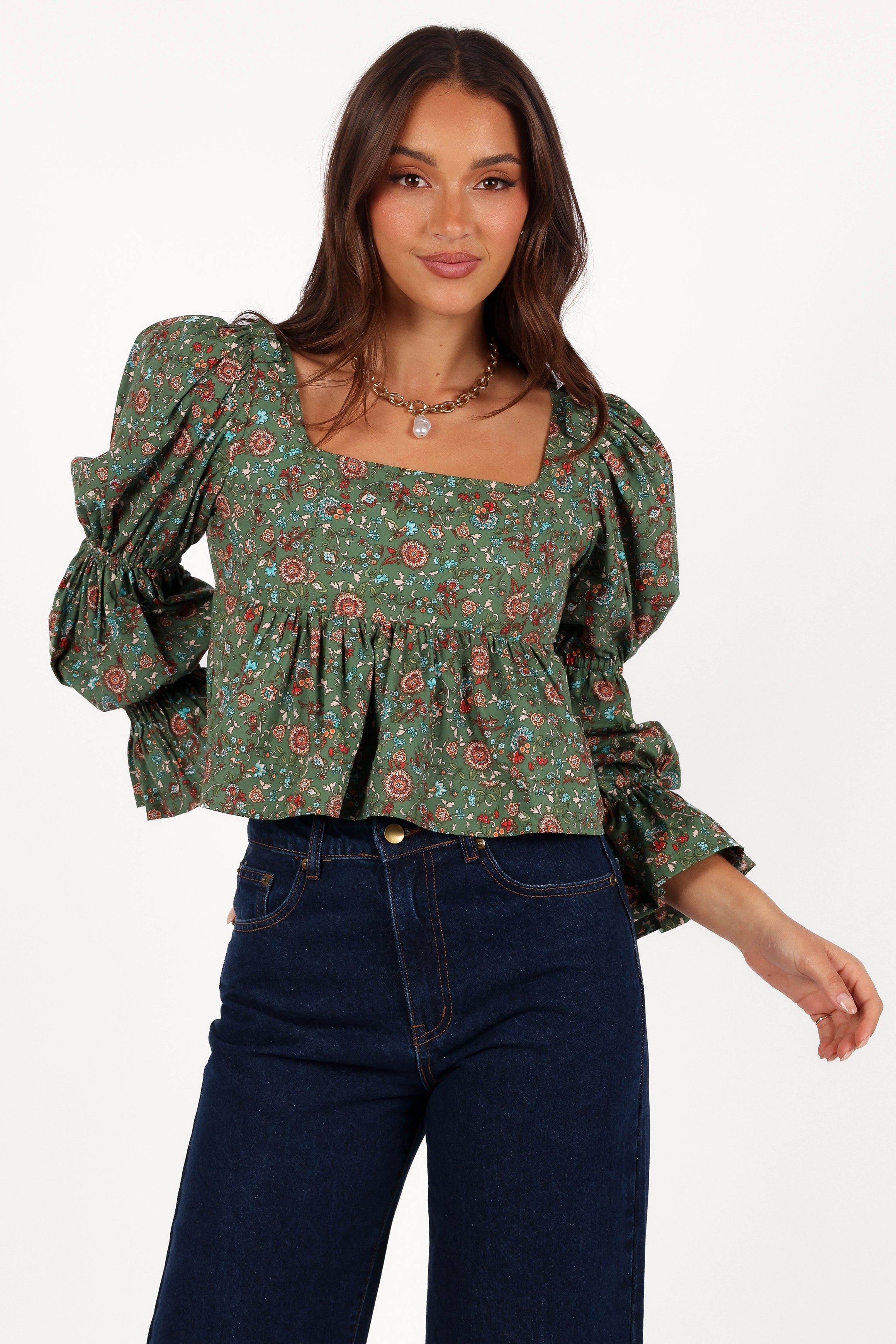 Kenny Top - Green Paisley Floral-Aur Fashion