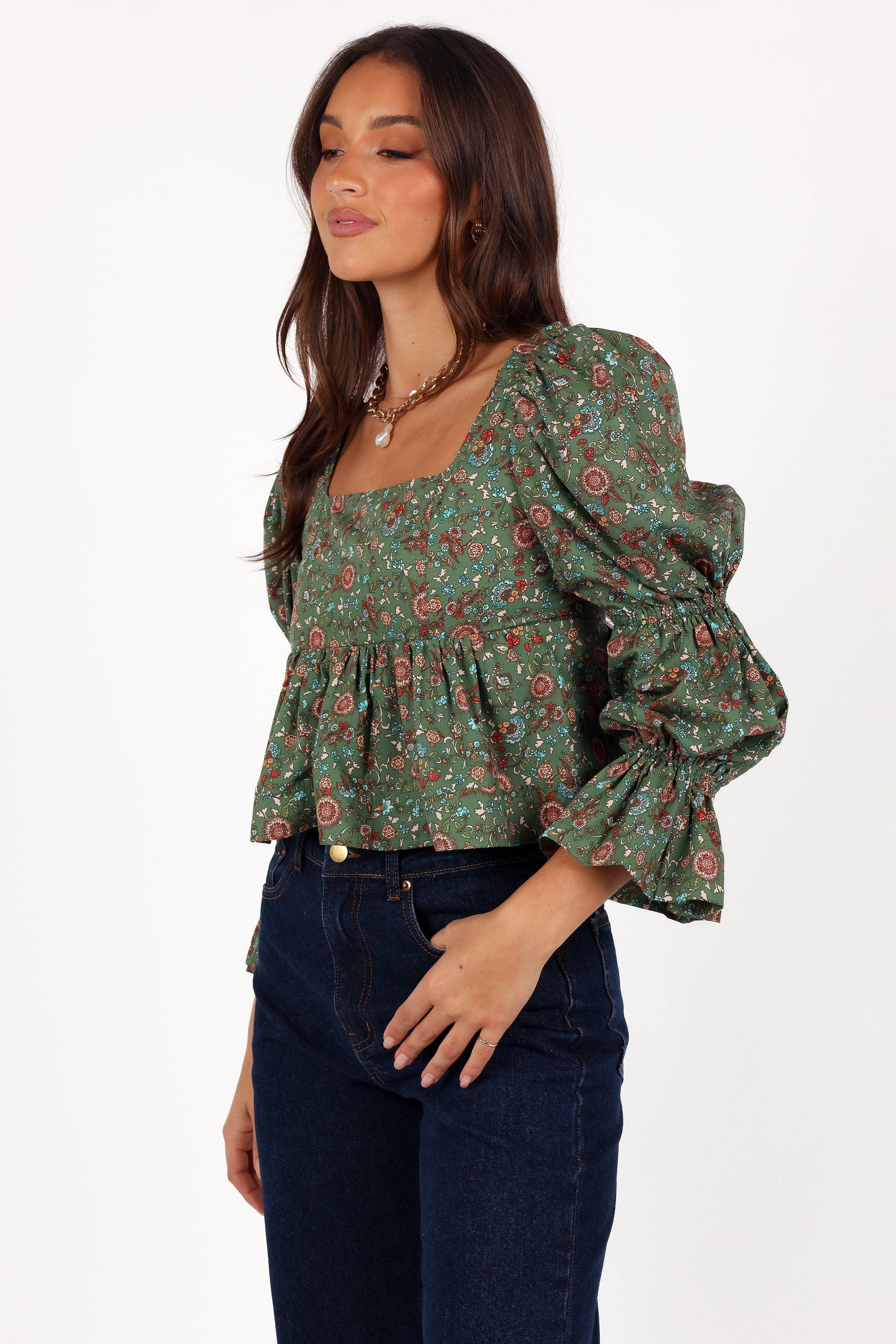 Kenny Top - Green Paisley Floral-Aur Fashion