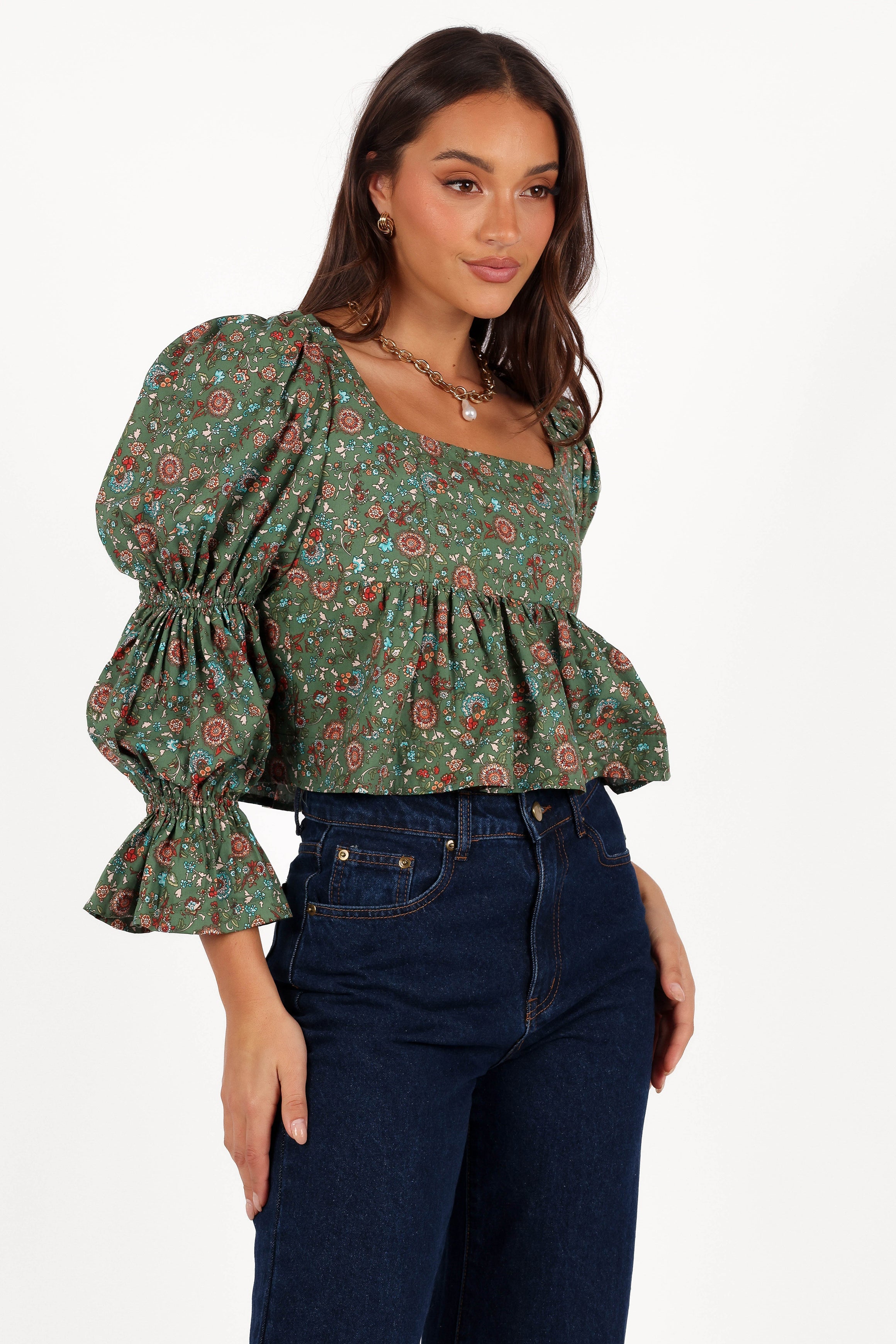 Kenny Top - Green Paisley Floral-Aur Fashion