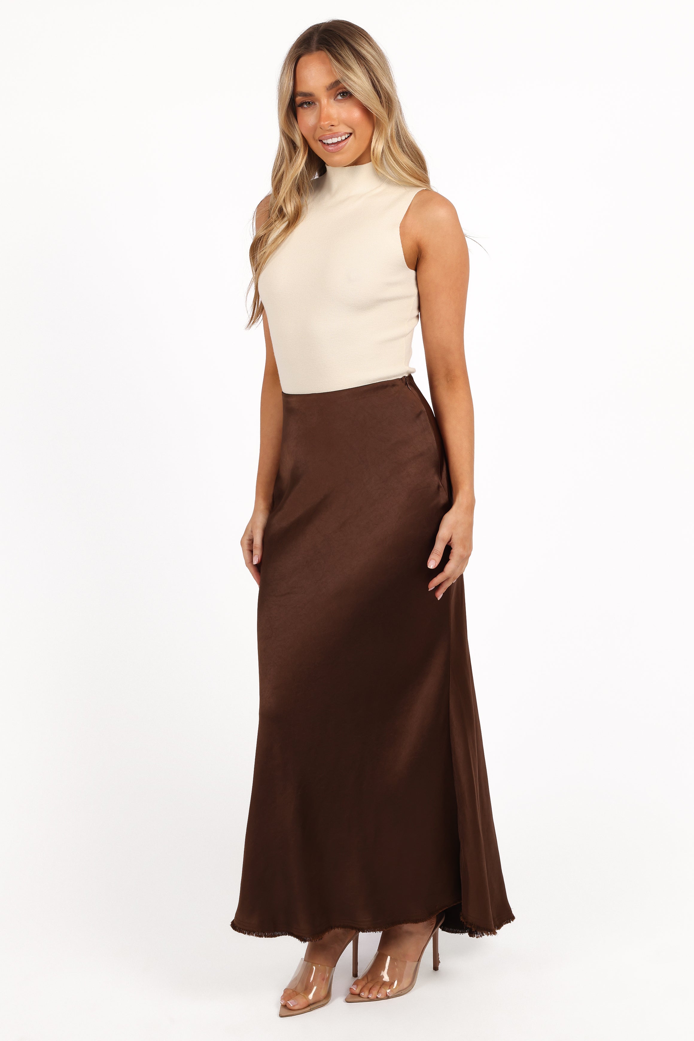 Kora Midi Skirt - Brown-Aur Fashion