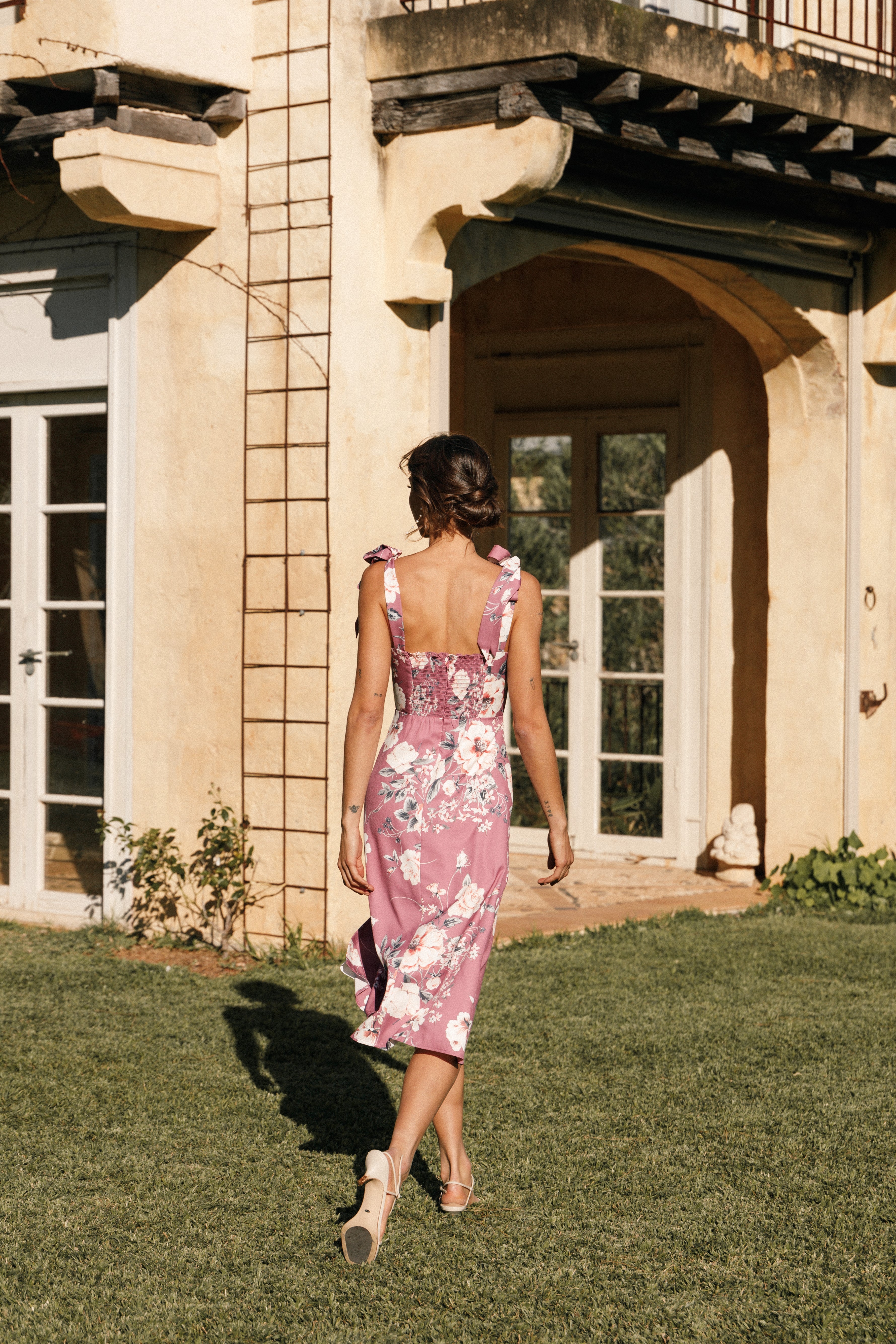 Laurel Dress - Dark Rose Floral-Aur Fashion