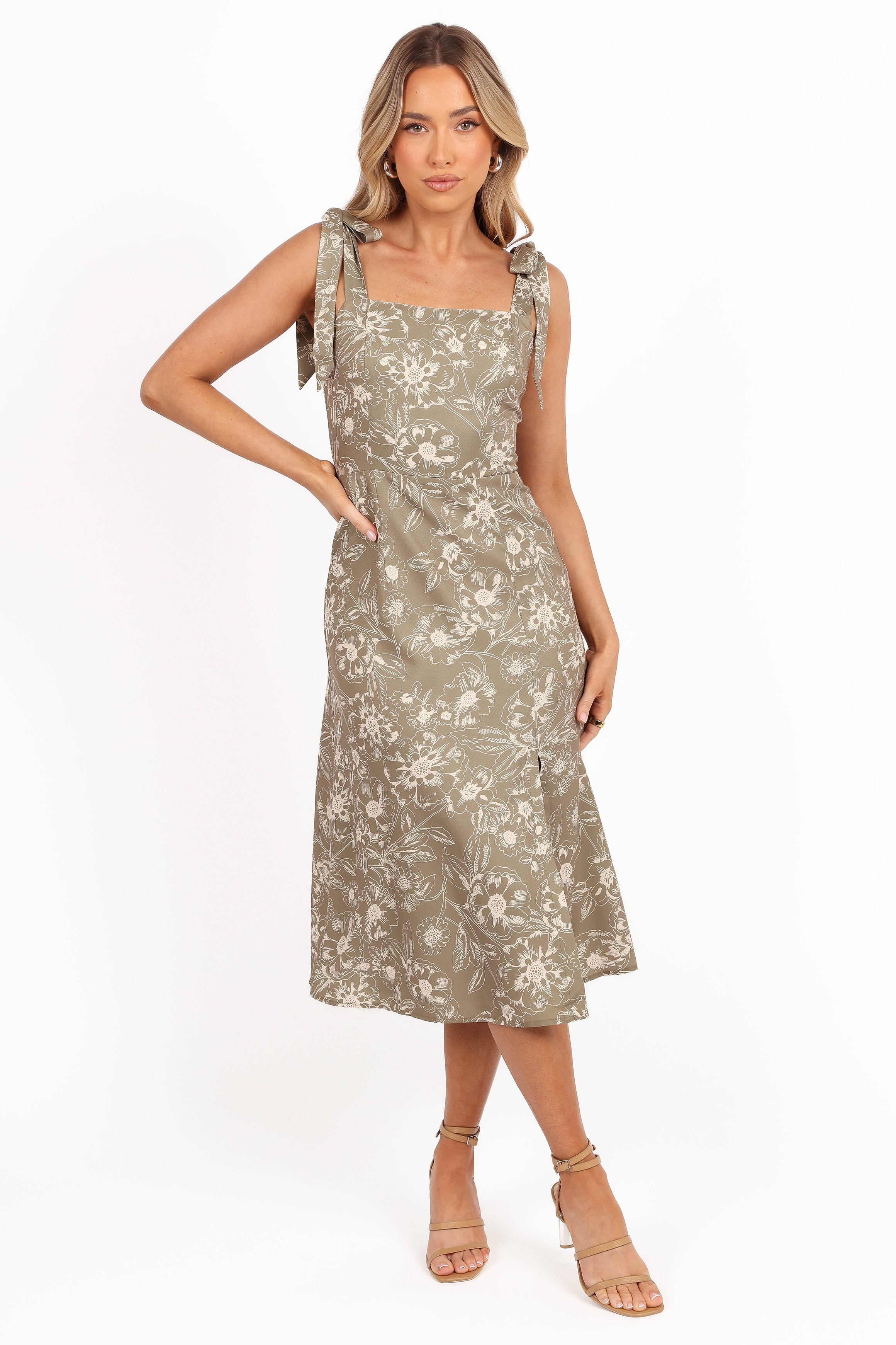 Laurel Dress - Olive Floral-Aur Fashion