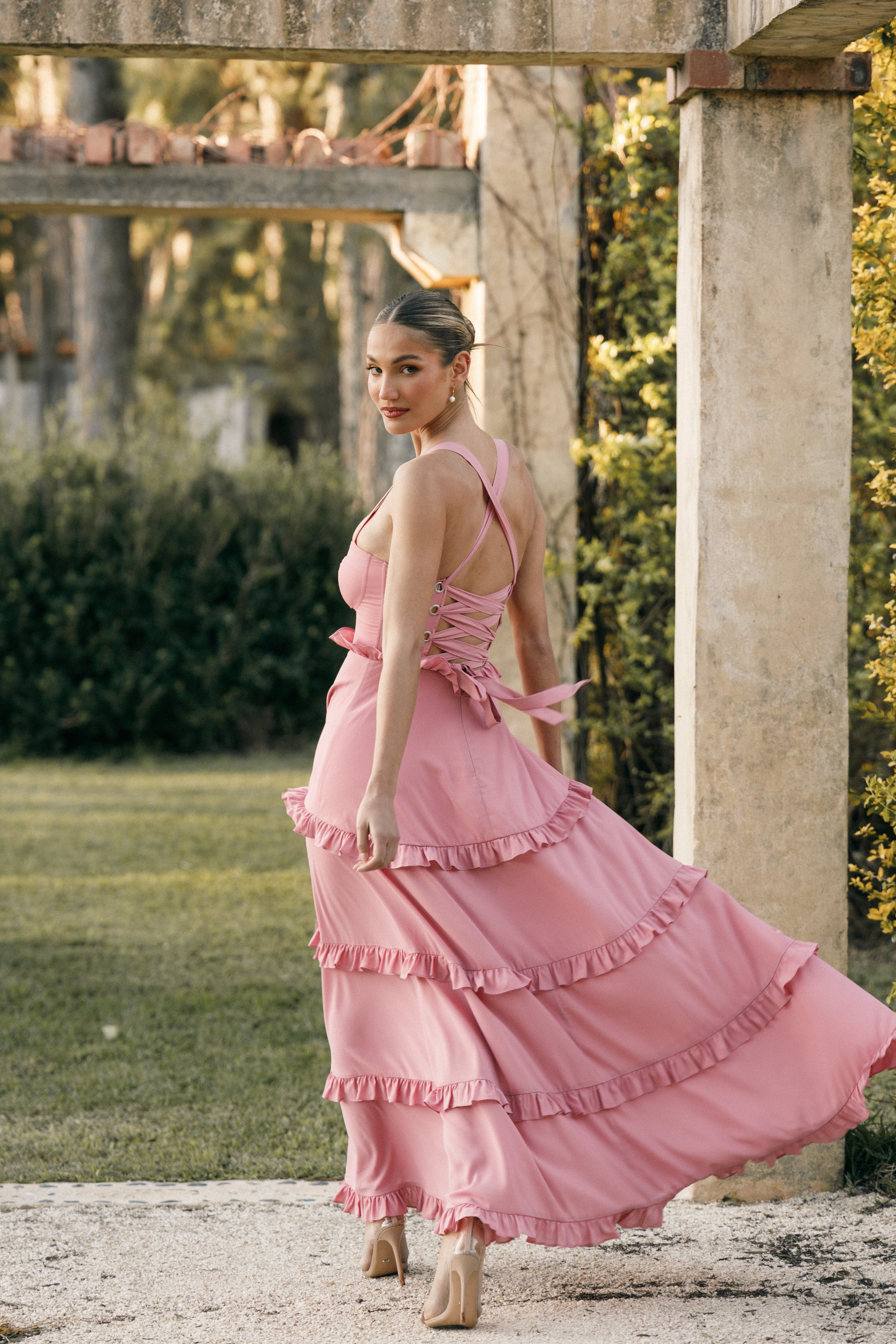 Lillee Tiered Maxi Dress - Mauve-Aur Fashion