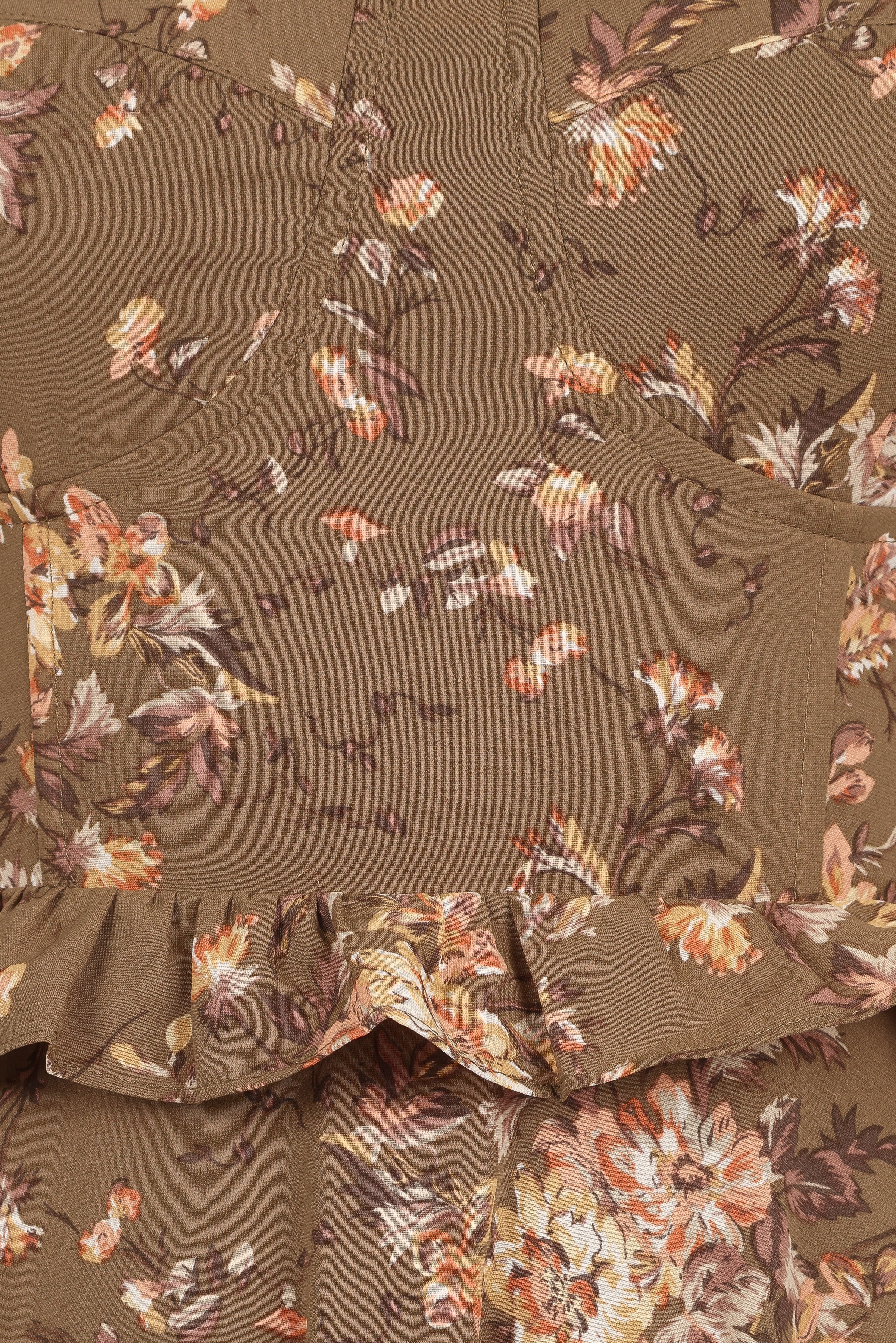 Lillee Tiered Maxi Dress - Olive Print-Aur Fashion