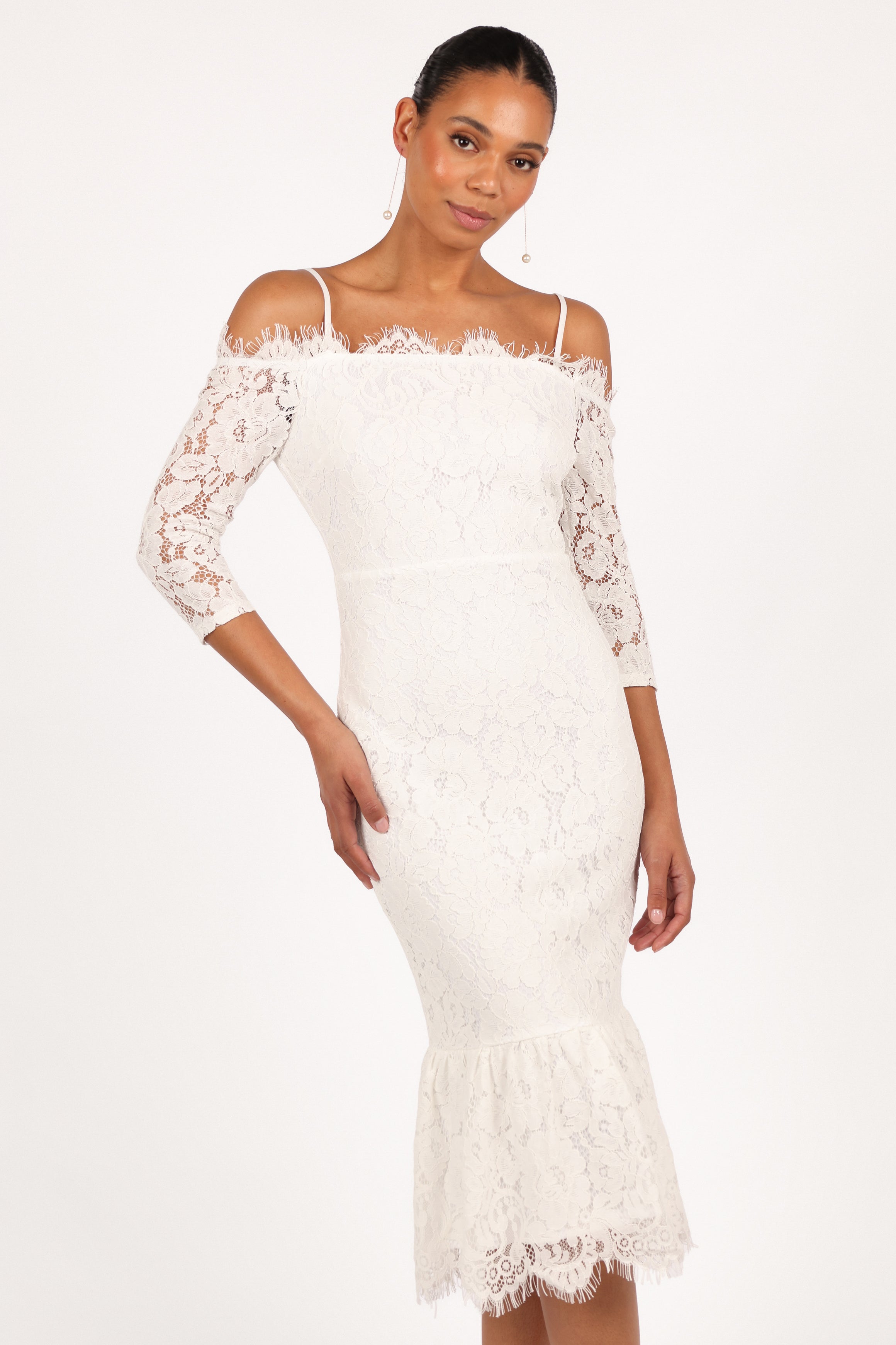 Lindy Midi Dress - White-Aur Fashion