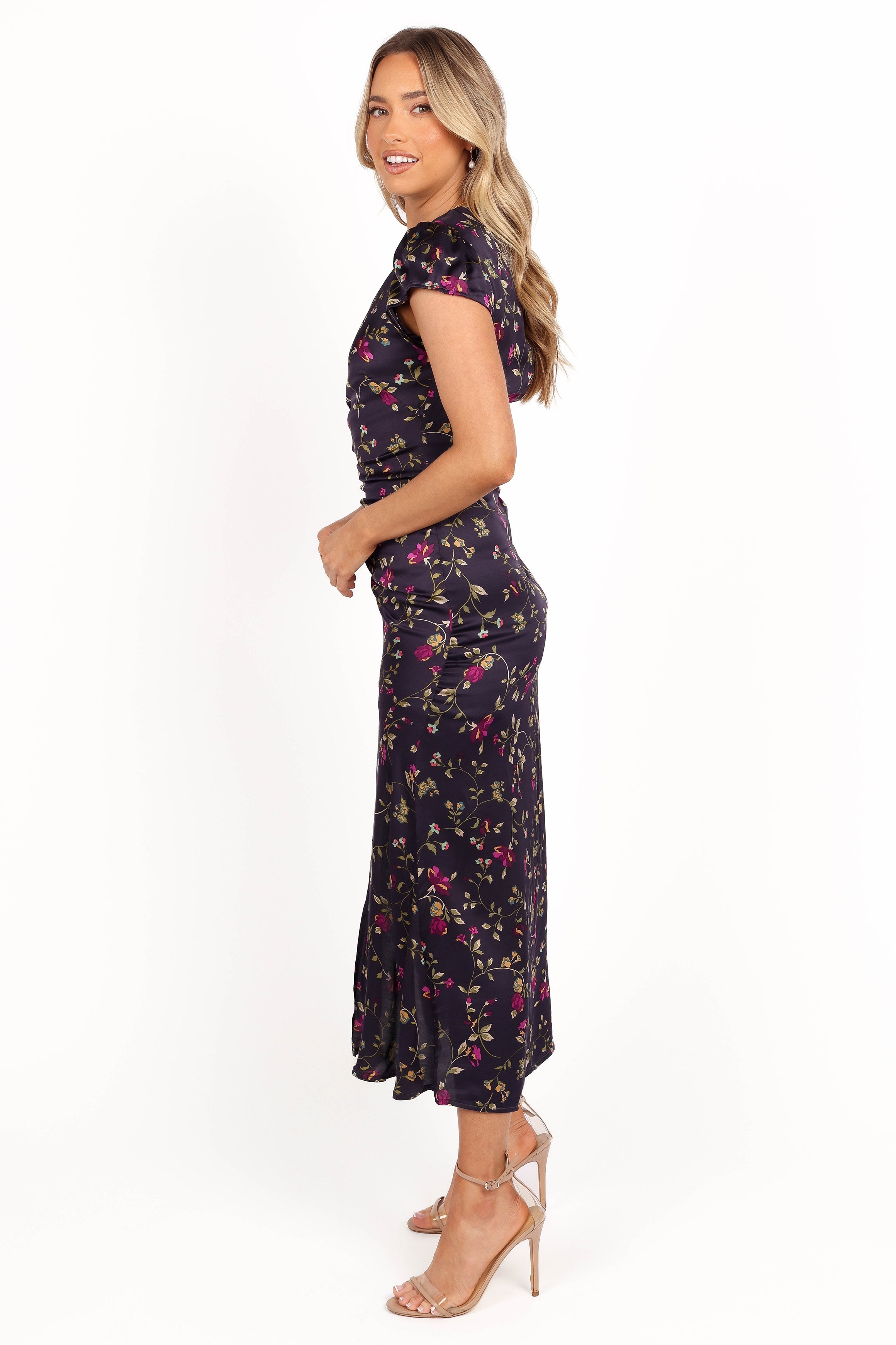 Lisbeth Midi Dress - Midnight Floral-Aur Fashion