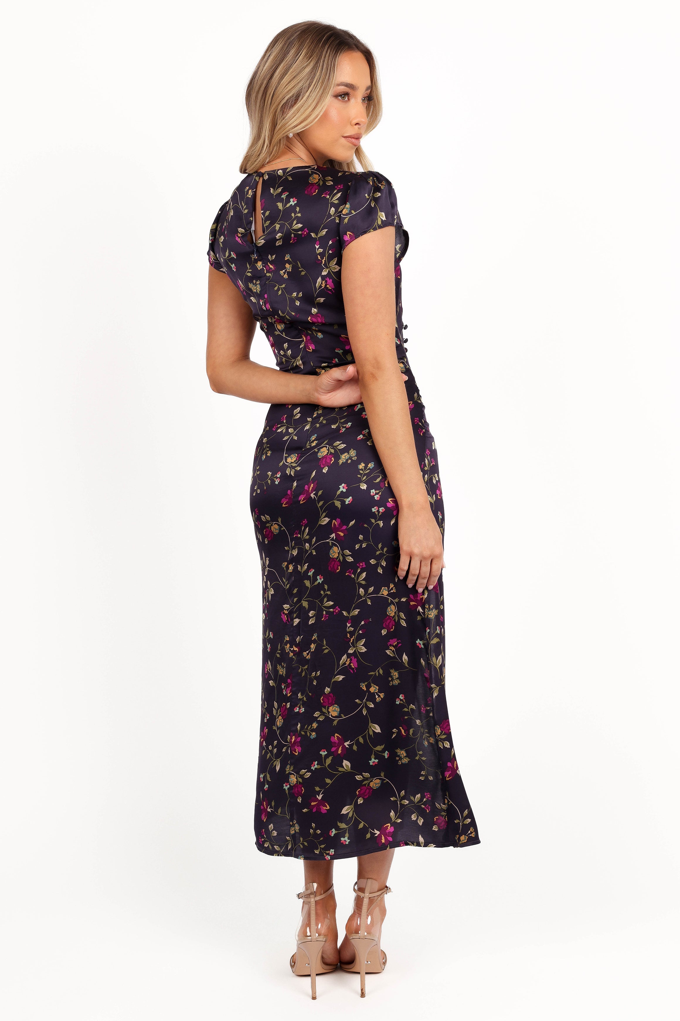 Lisbeth Midi Dress - Midnight Floral-Aur Fashion