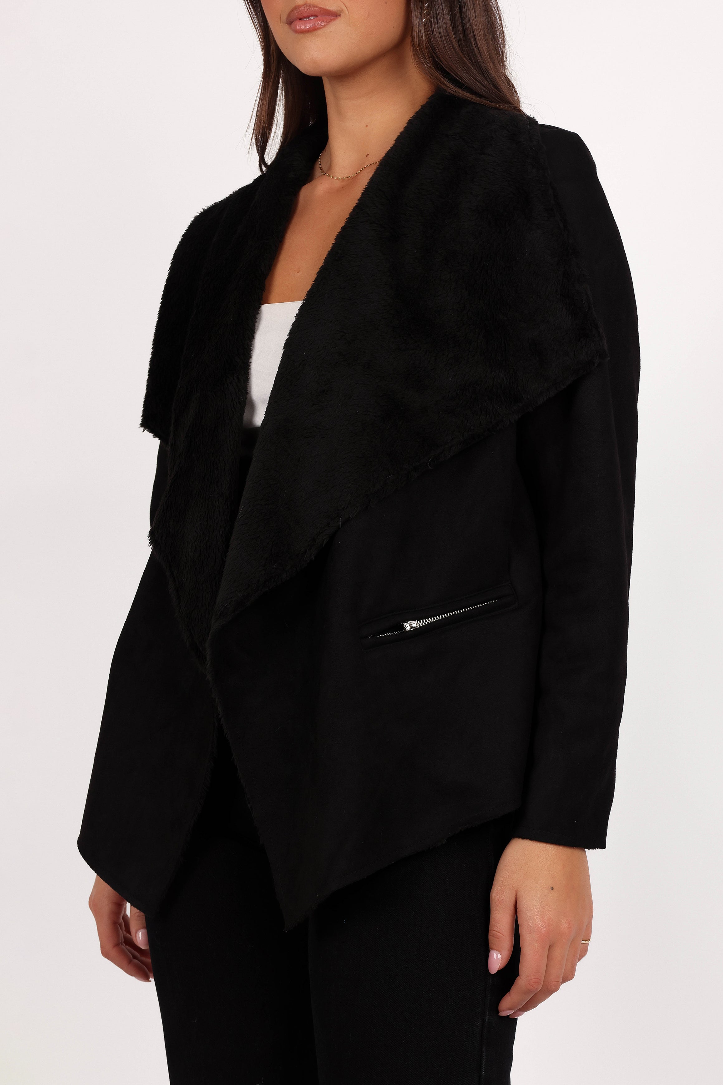 Lopez Faux Sherling Jacket - Black-Aur Fashion