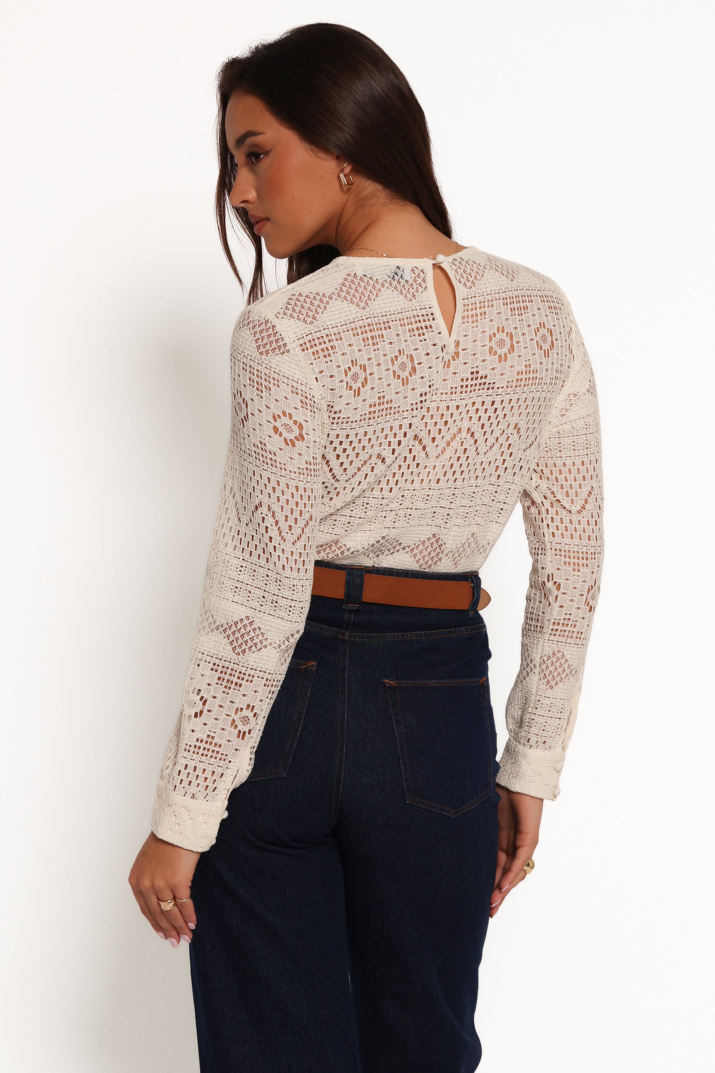 Maddot Long Sleeve Top - Cream-Aur Fashion