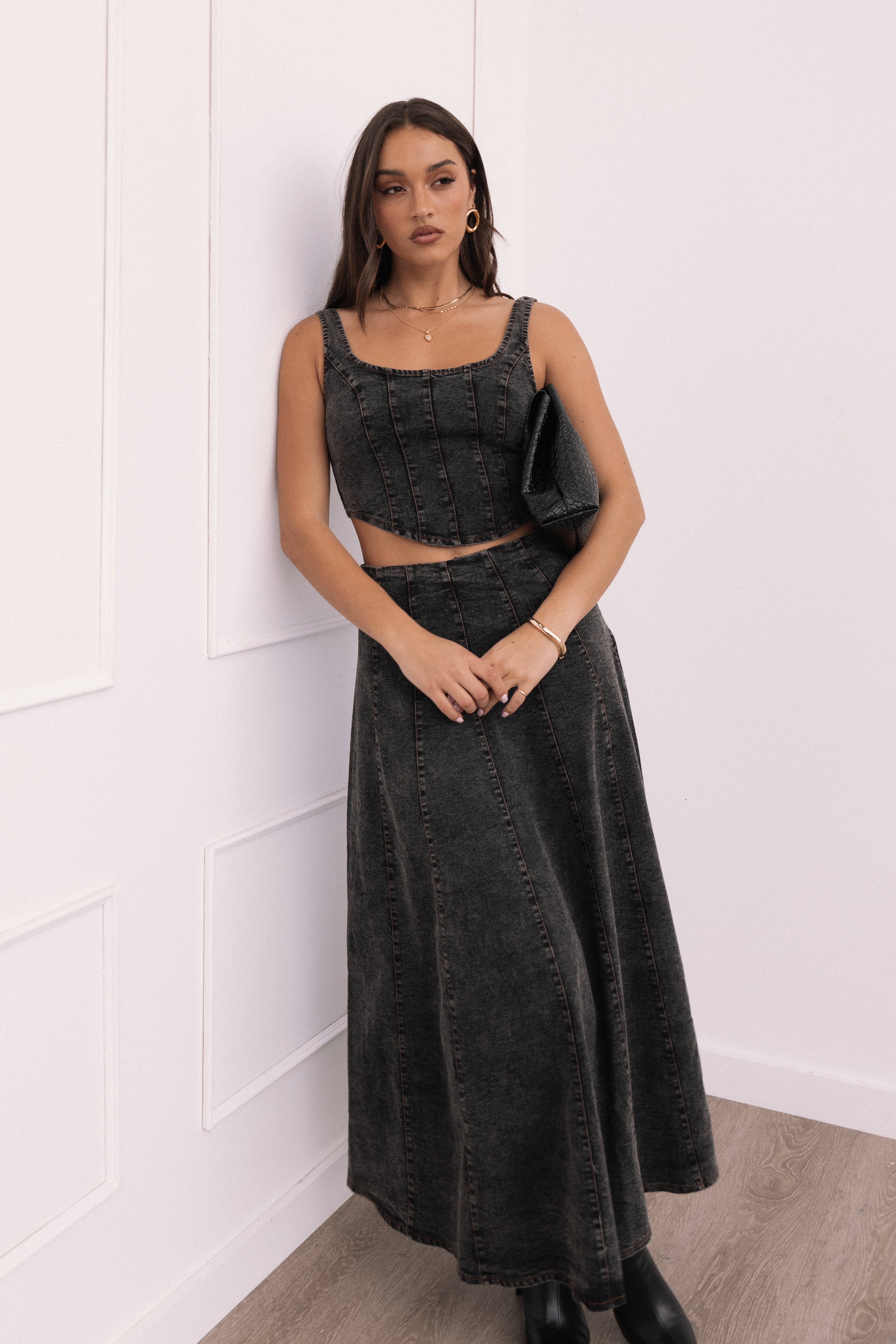 Mara Midi Skirt - Black-Aur Fashion