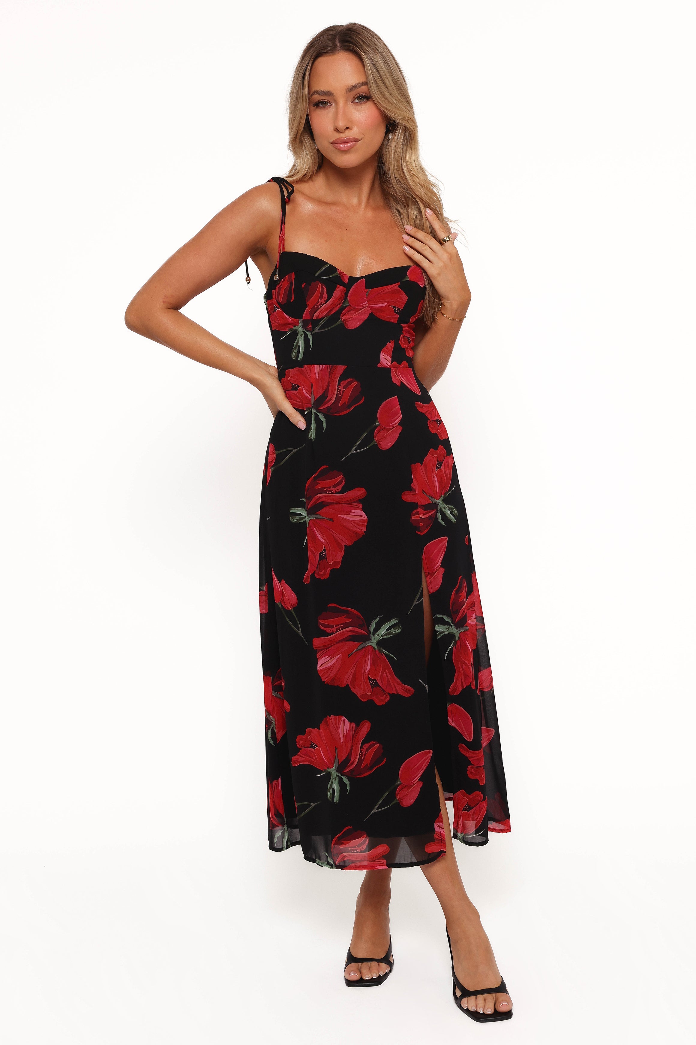 Meg Dress - Black Floral-Aur Fashion