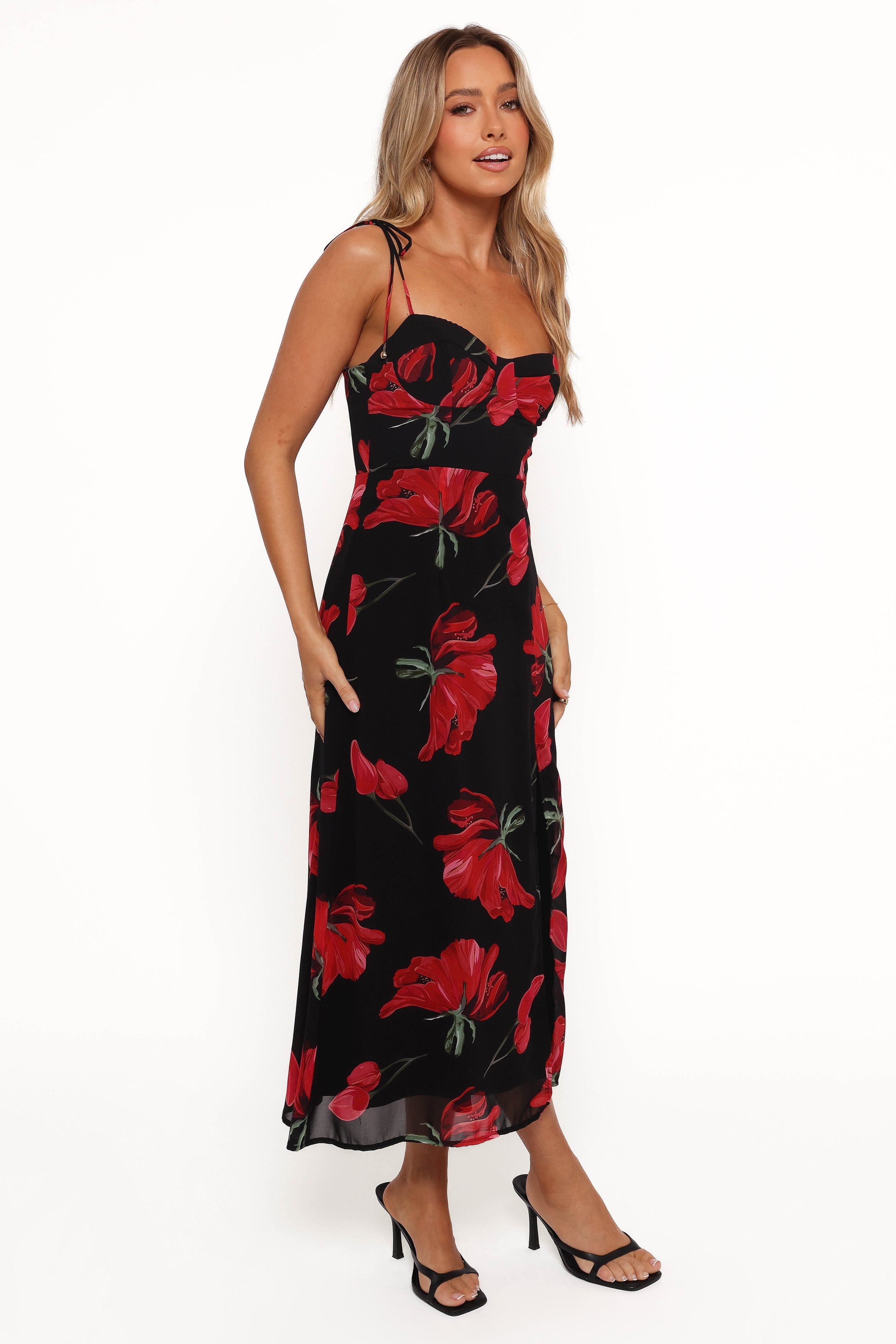 Meg Dress - Black Floral-Aur Fashion