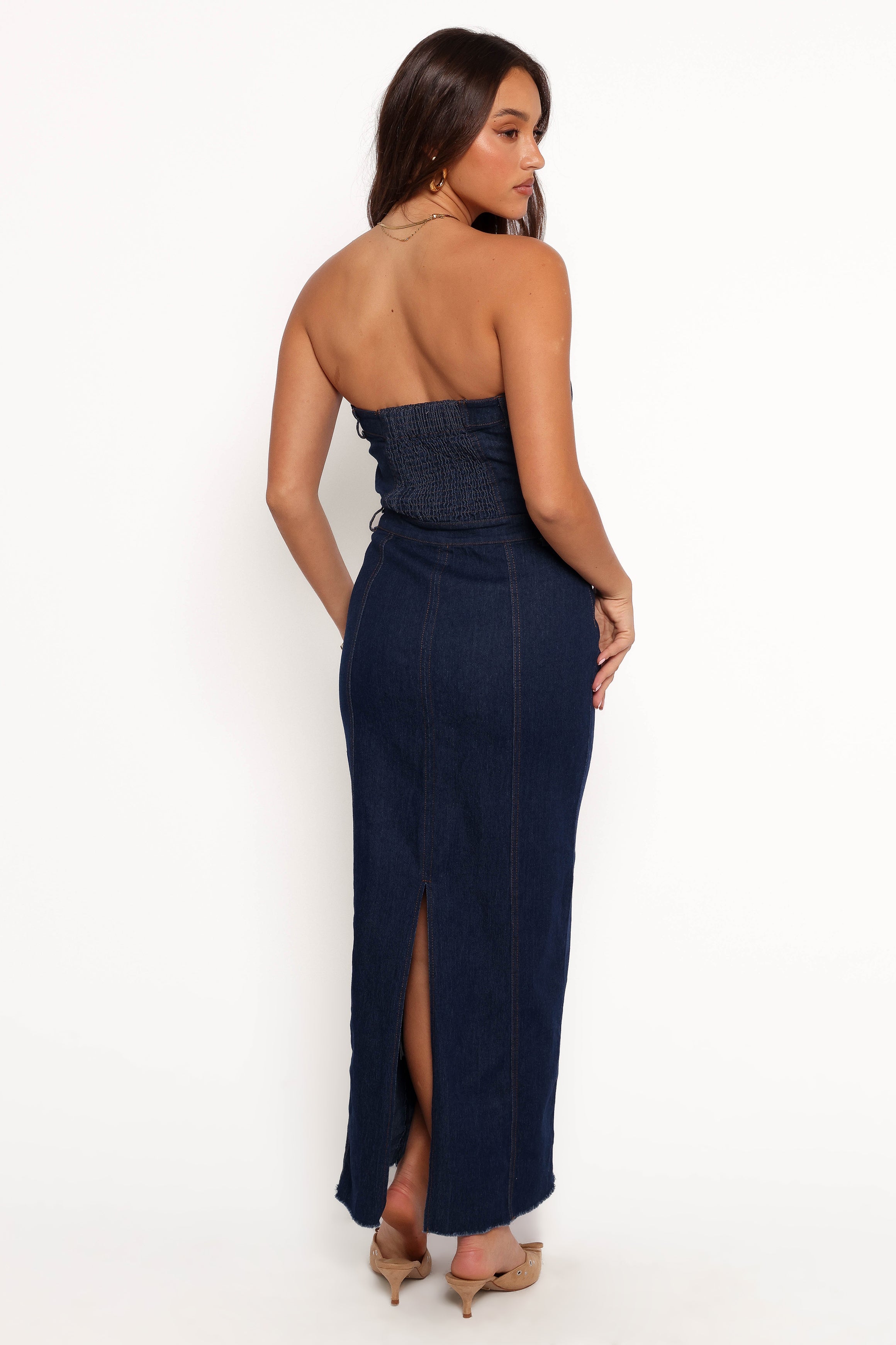 Melissa Strapless Dress - Medium Denim-Aur Fashion