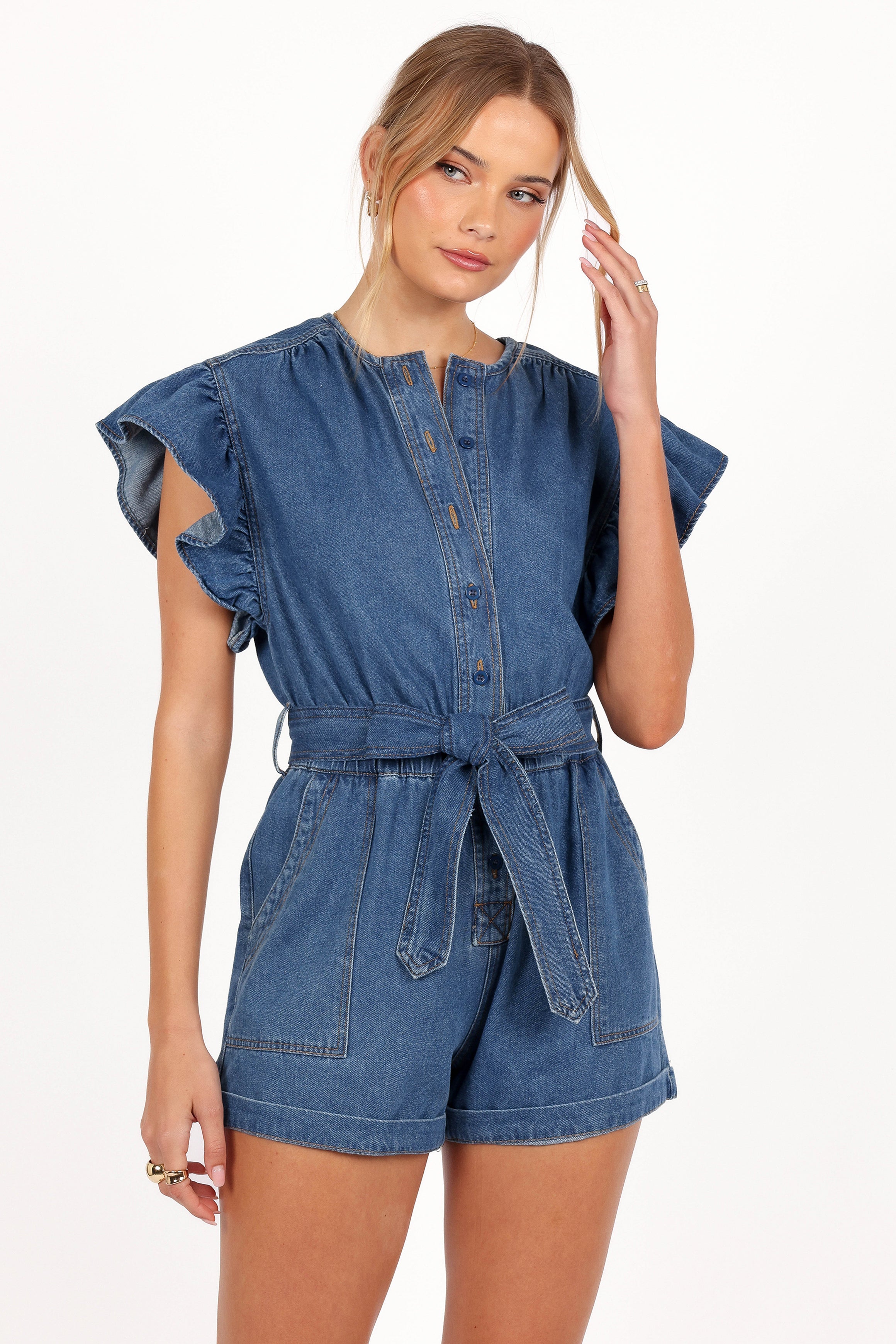 Mia Romper - Medium Denim-Aur Fashion