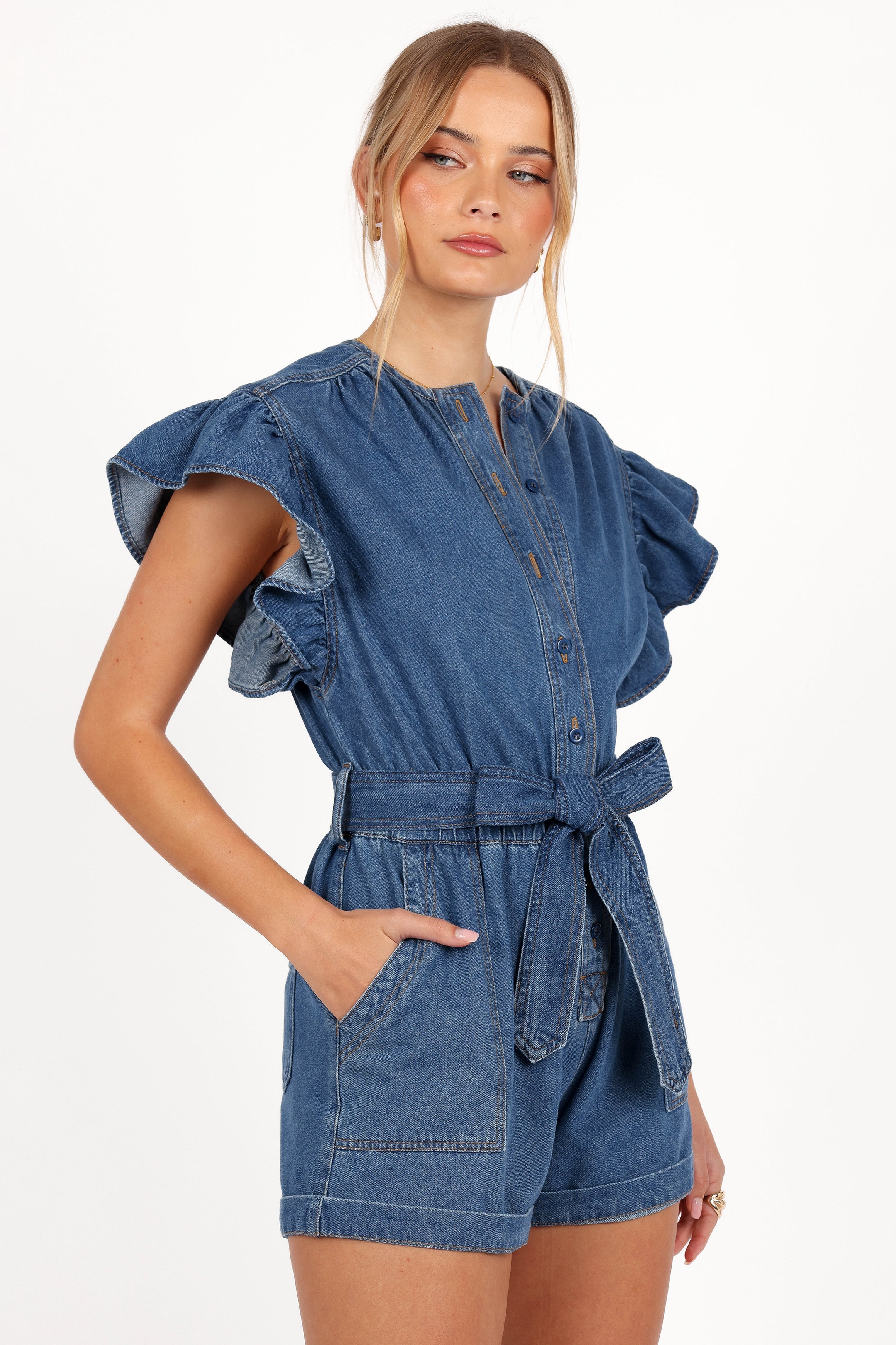 Mia Romper - Medium Denim-Aur Fashion