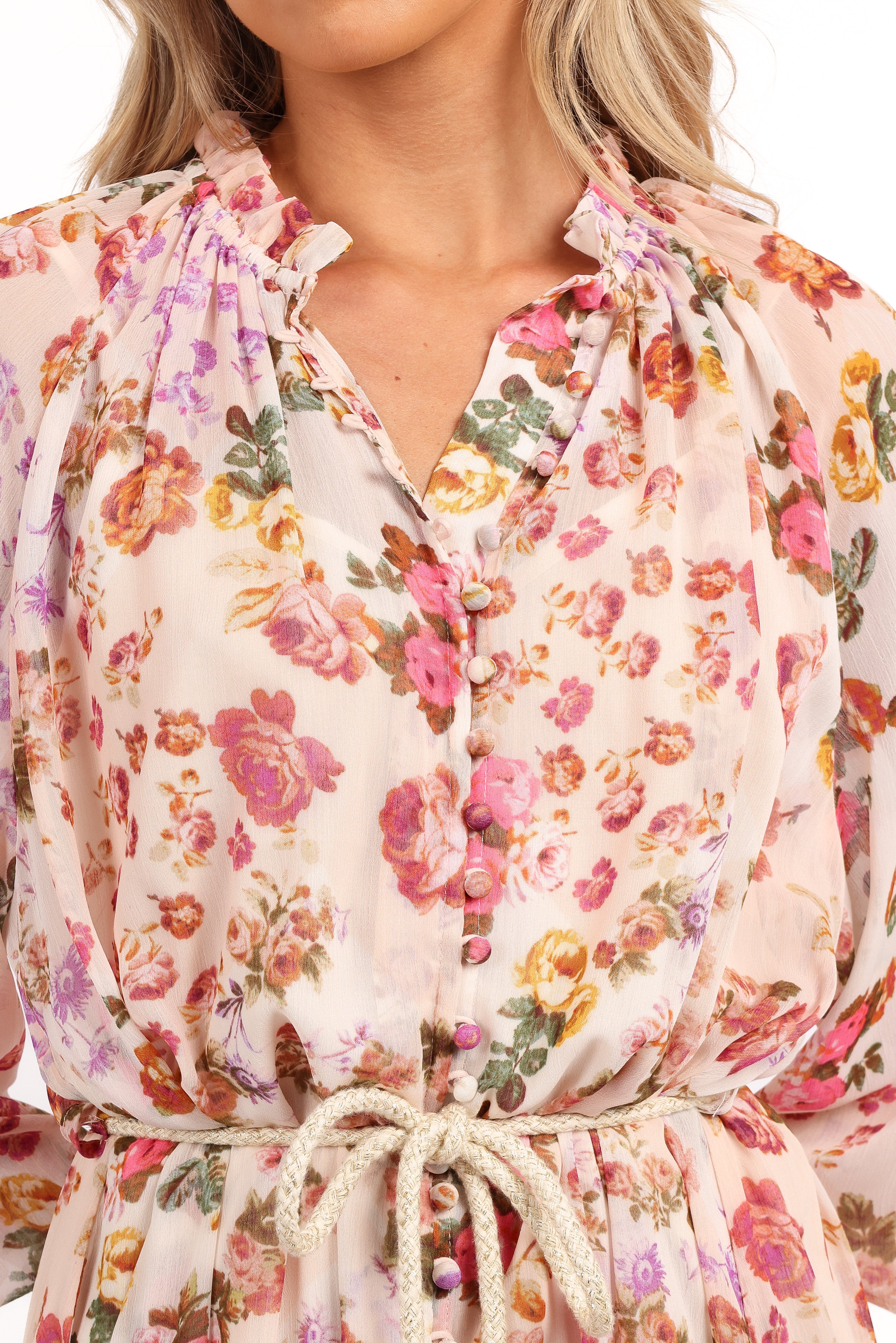 Micah Long Sleeve Midi Dress - Blush-Aur Fashion