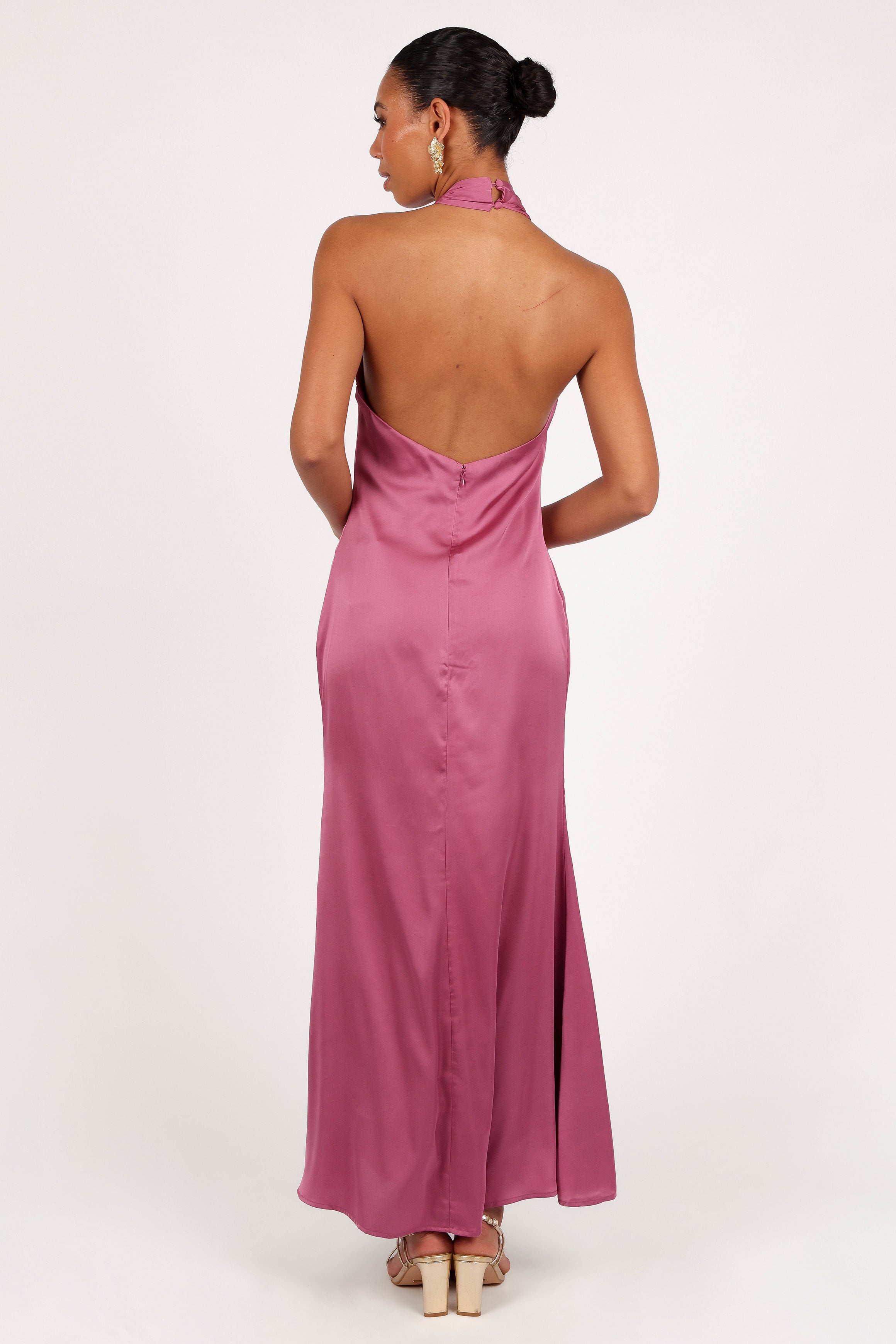 Mila Halterneck Maxi Dress - Dark Rose-Aur Fashion