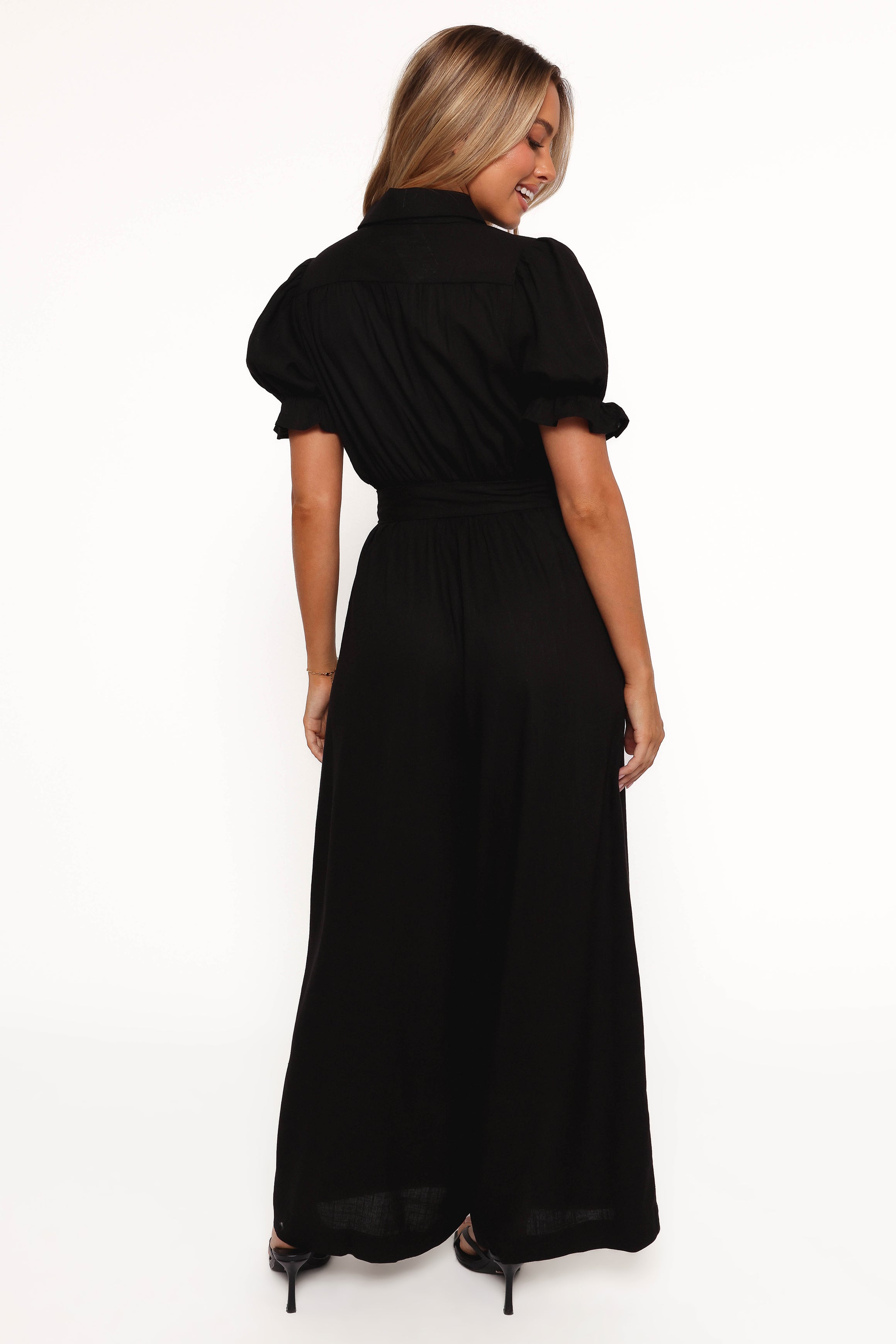 Minnie Waist Tie Jumpsuit - Black-Aur Fashion