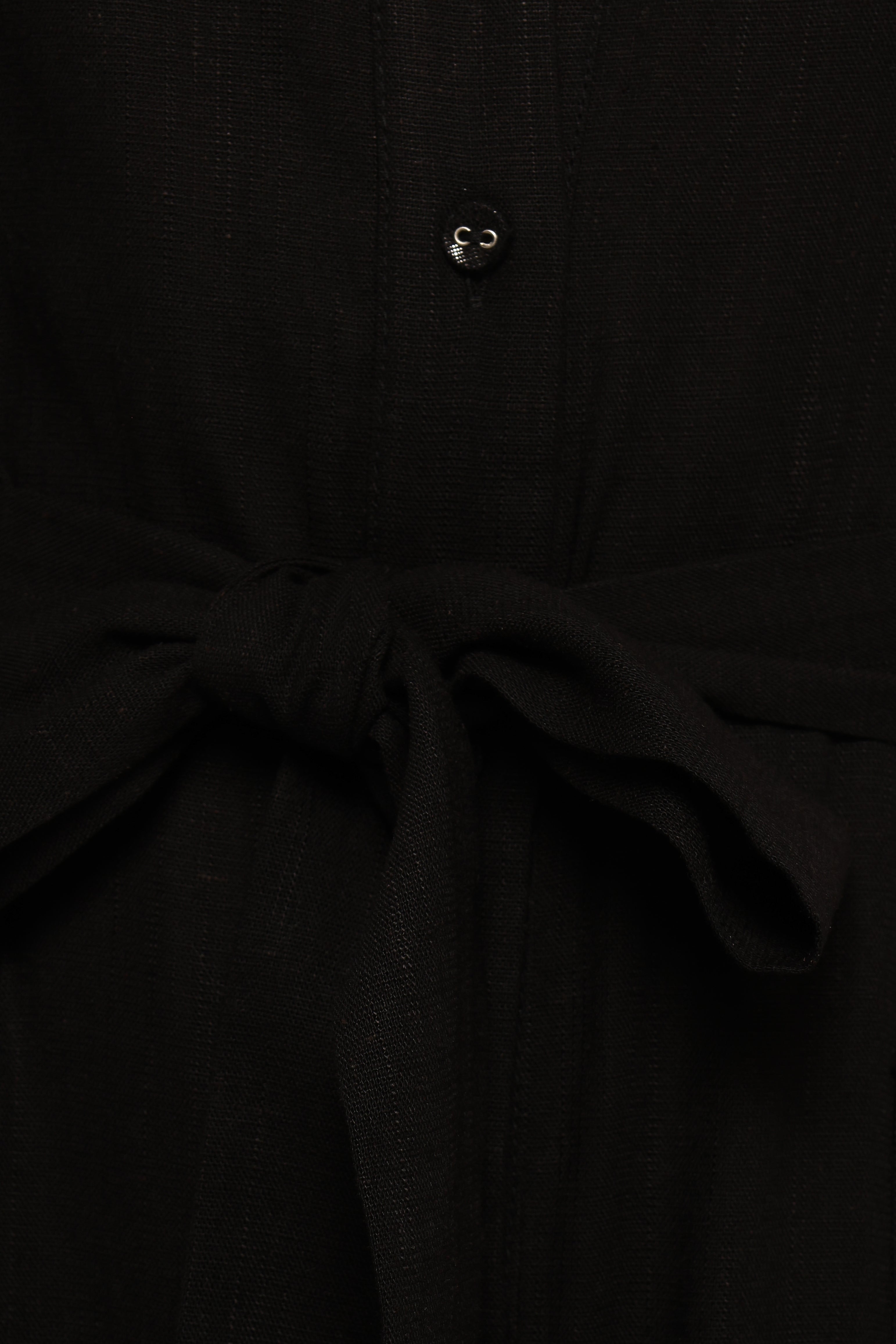 Minnie Waist Tie Jumpsuit - Black-Aur Fashion