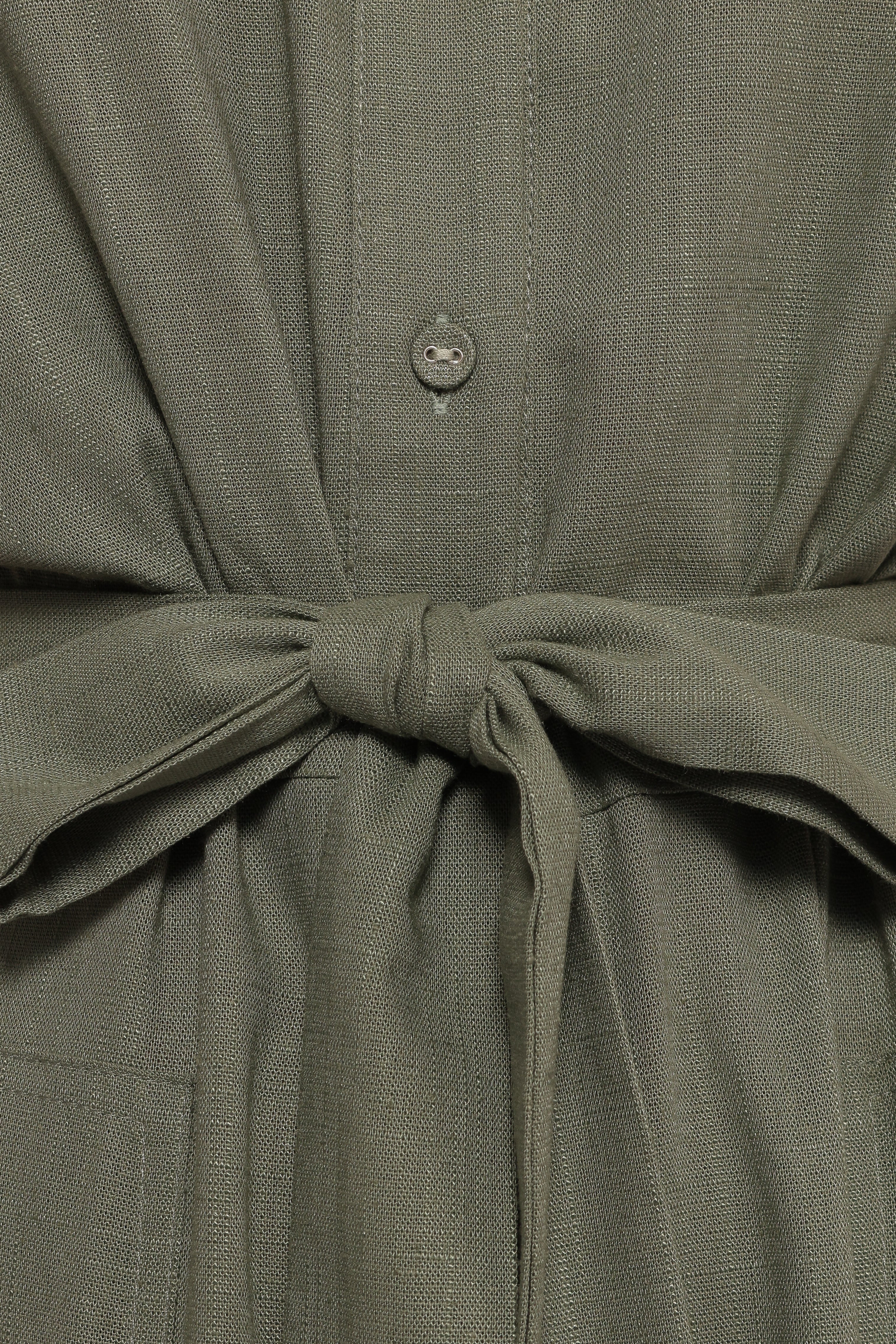 Minnie Waist Tie Jumpsuit - Olive-Aur Fashion