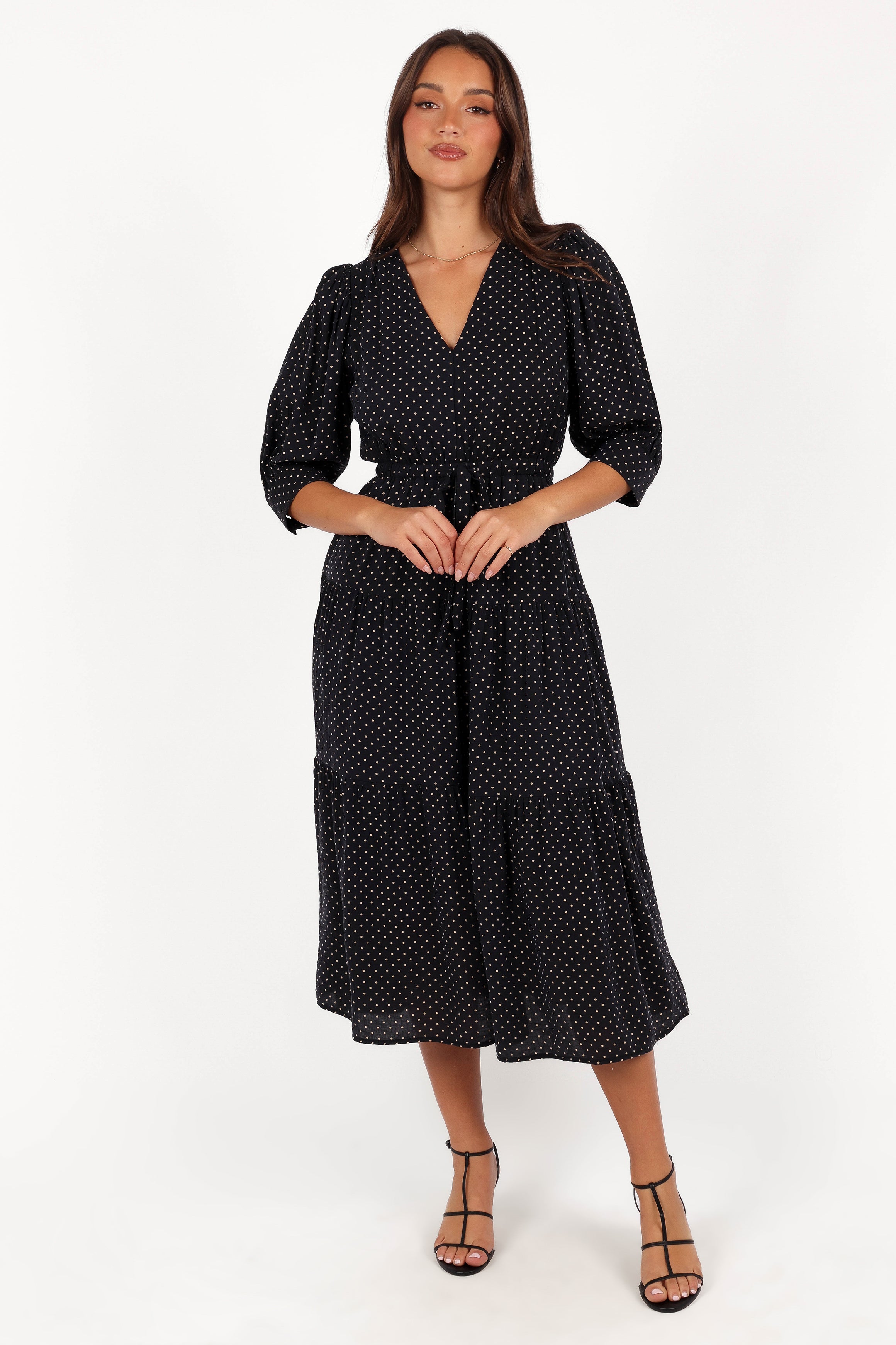 Moscow Midi Dress - Black Polka Dot-Aur Fashion