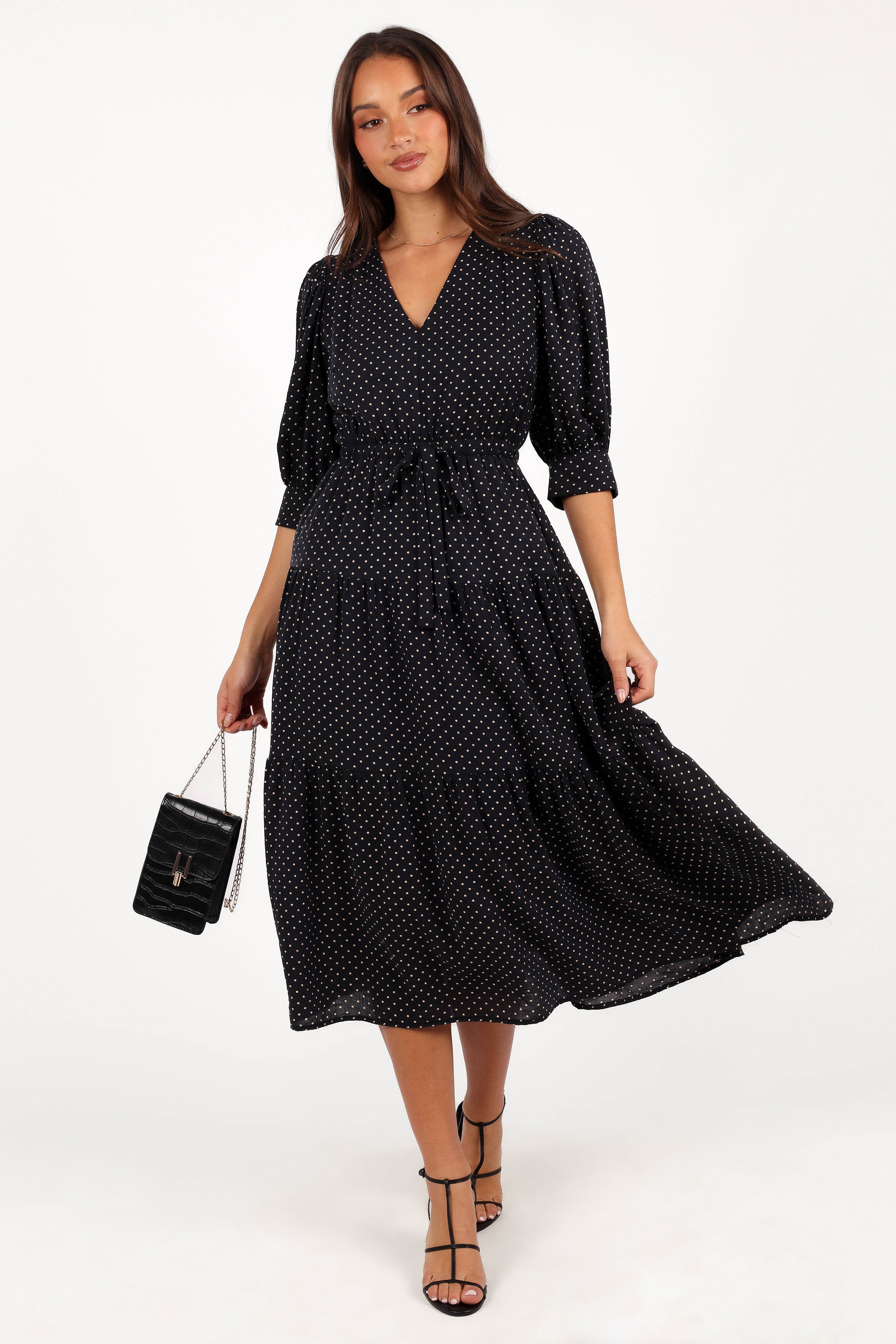 Moscow Midi Dress - Black Polka Dot-Aur Fashion