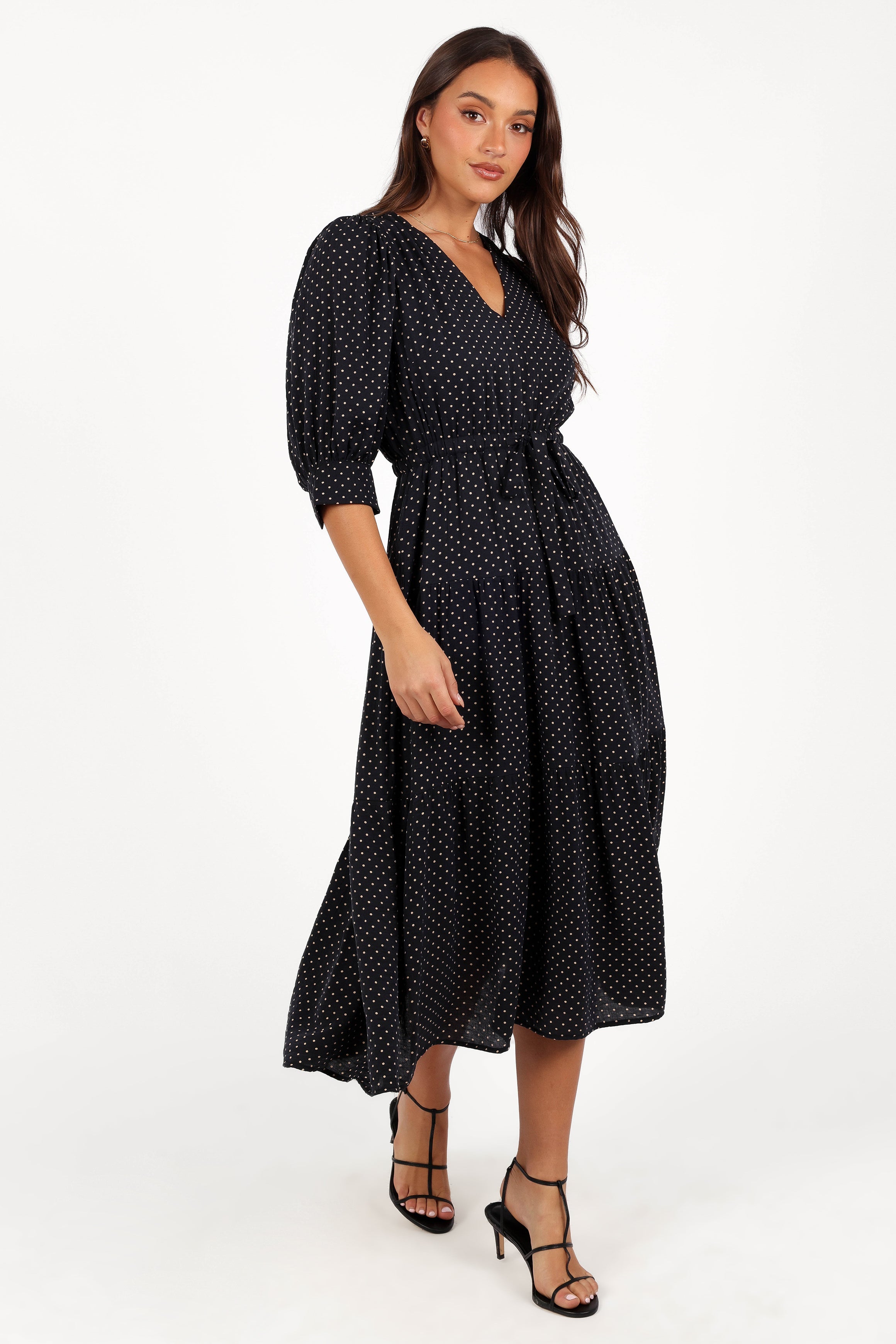 Moscow Midi Dress - Black Polka Dot-Aur Fashion