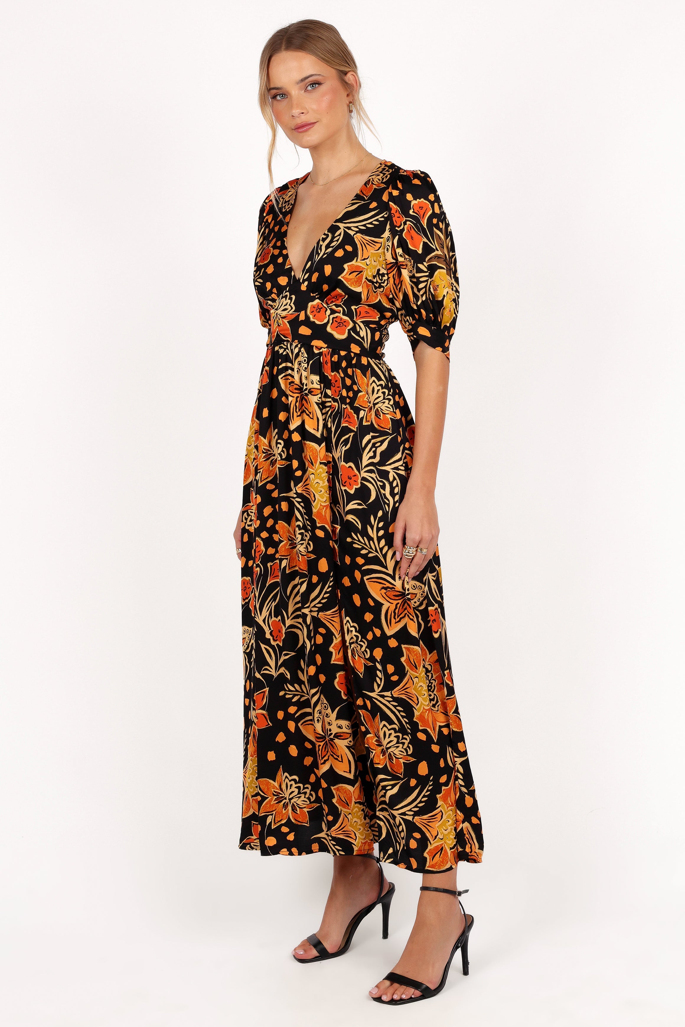 Nadalyn Midi Dress - Black/Multi-Aur Fashion