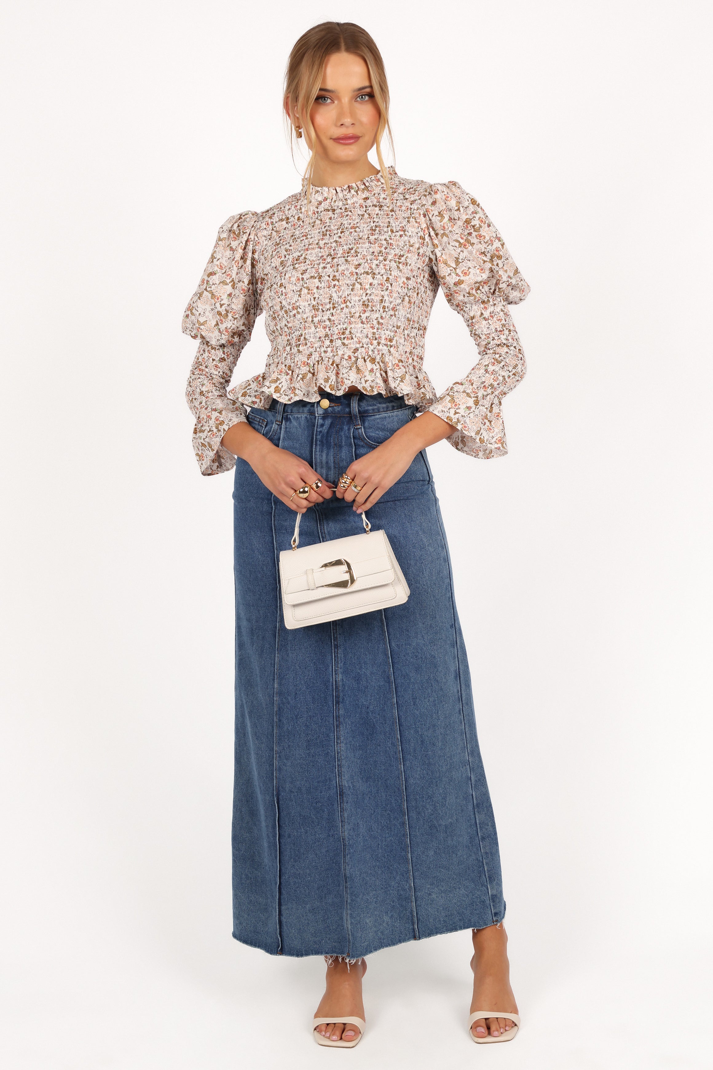 Novah Long Sleeve Top - White Floral-Aur Fashion