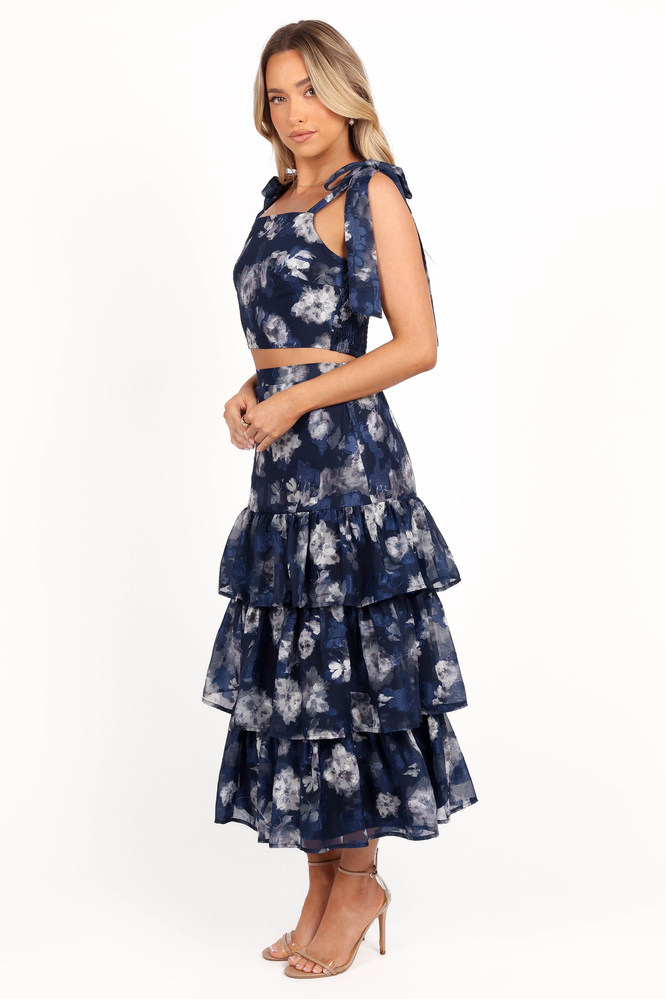 Olivia Two Piece Set - Navy Floral-Aur Fashion