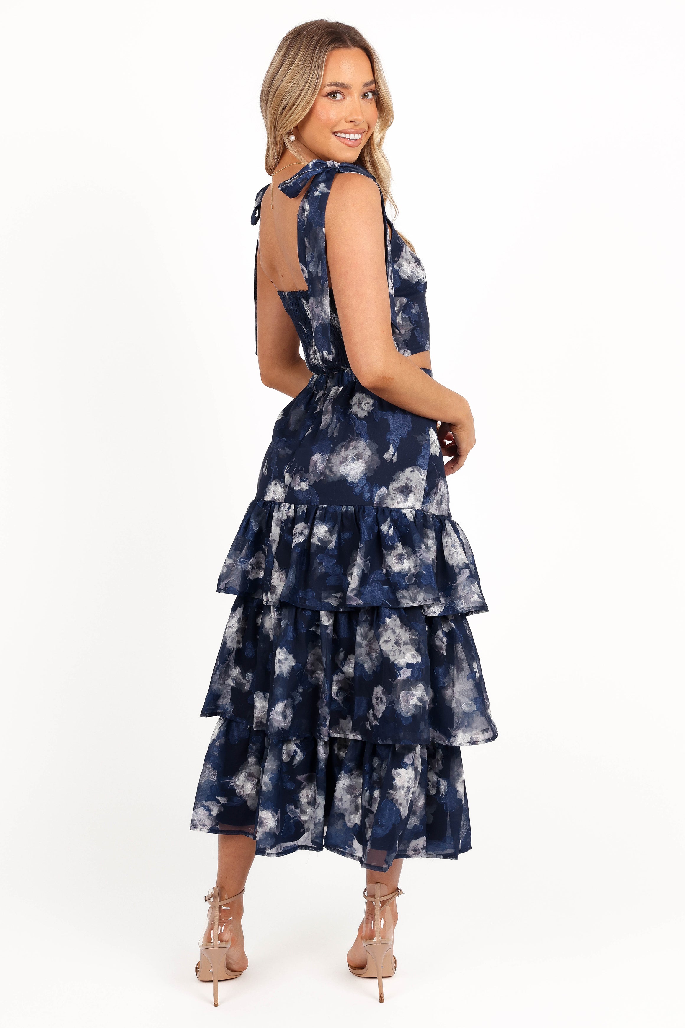 Olivia Two Piece Set - Navy Floral-Aur Fashion