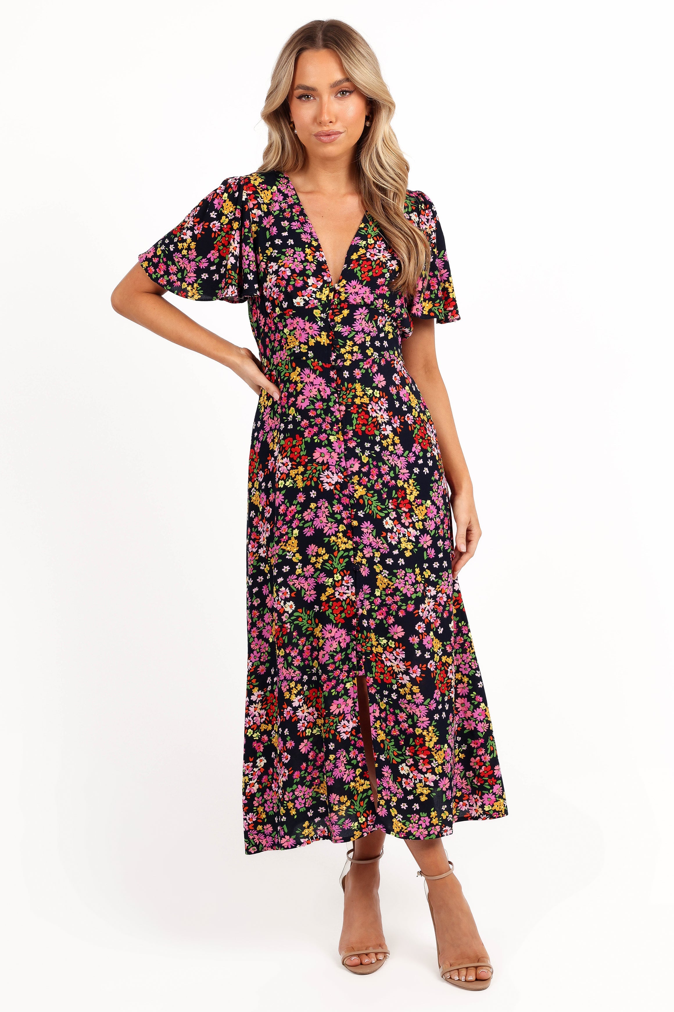 Owena Midi Dress - Midnight Daisy-Aur Fashion