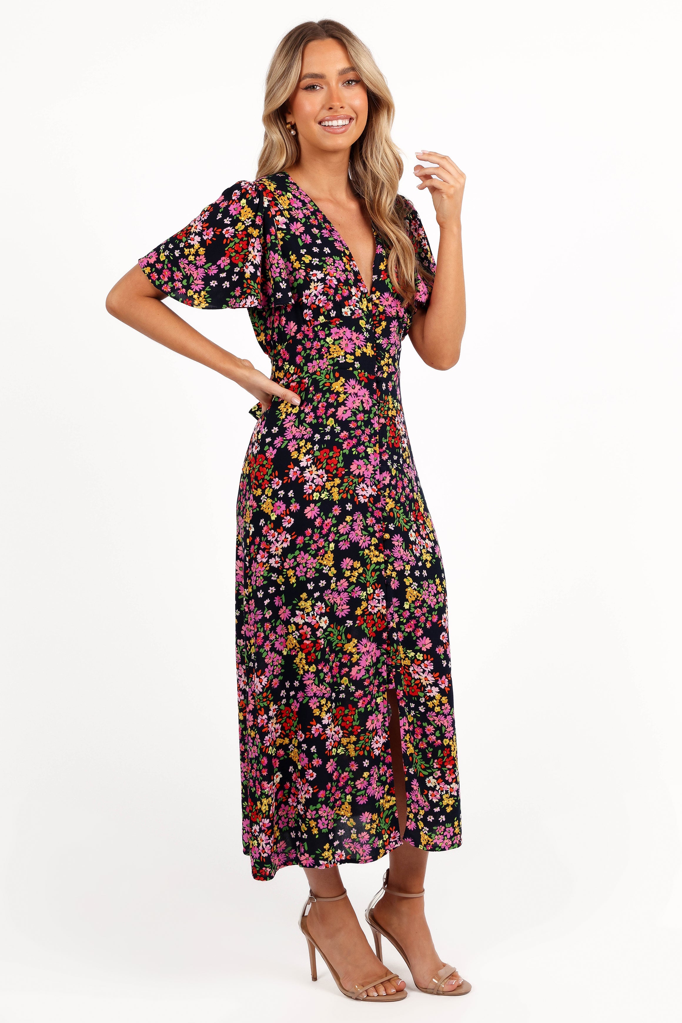 Owena Midi Dress - Midnight Daisy-Aur Fashion