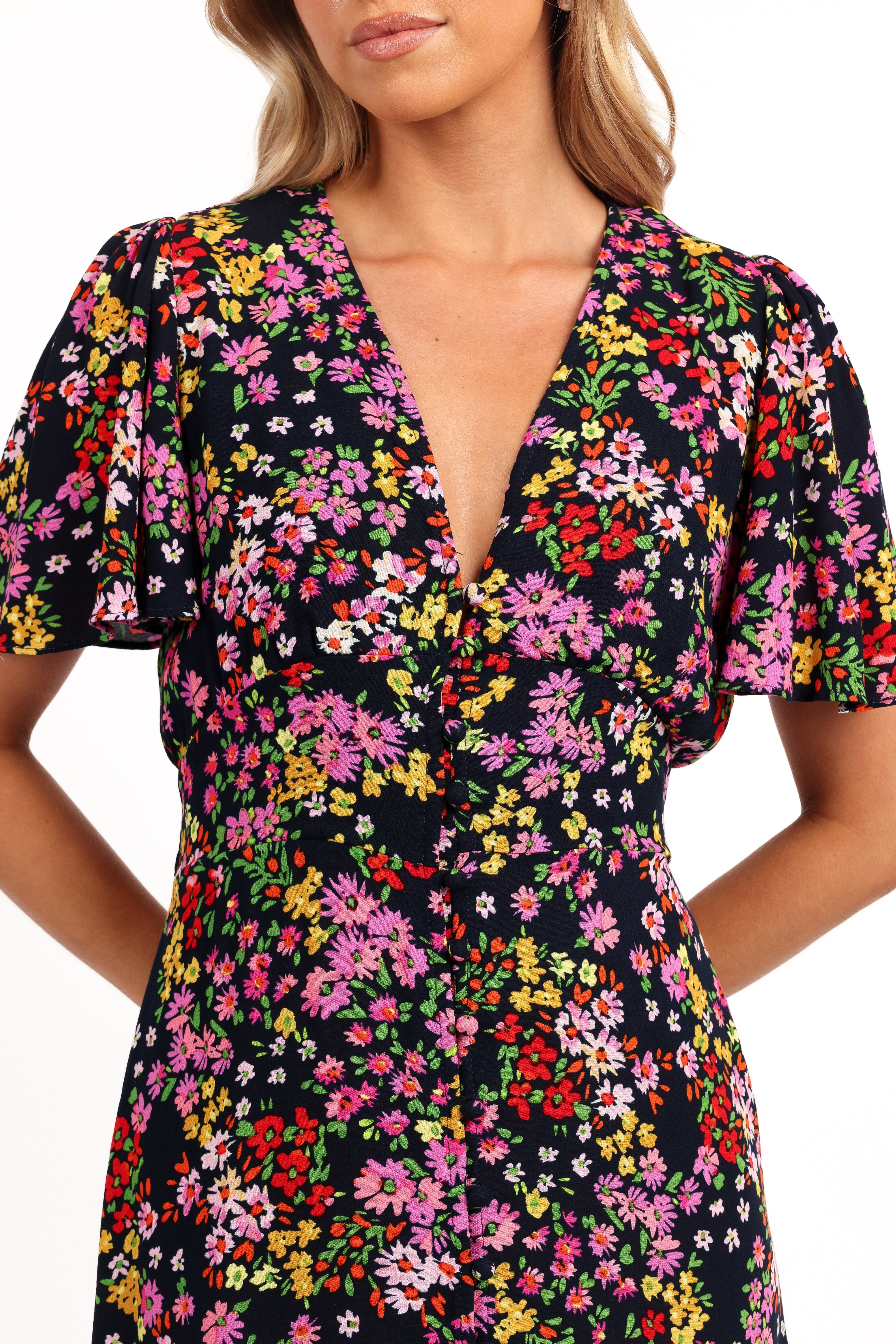 Owena Midi Dress - Midnight Daisy-Aur Fashion