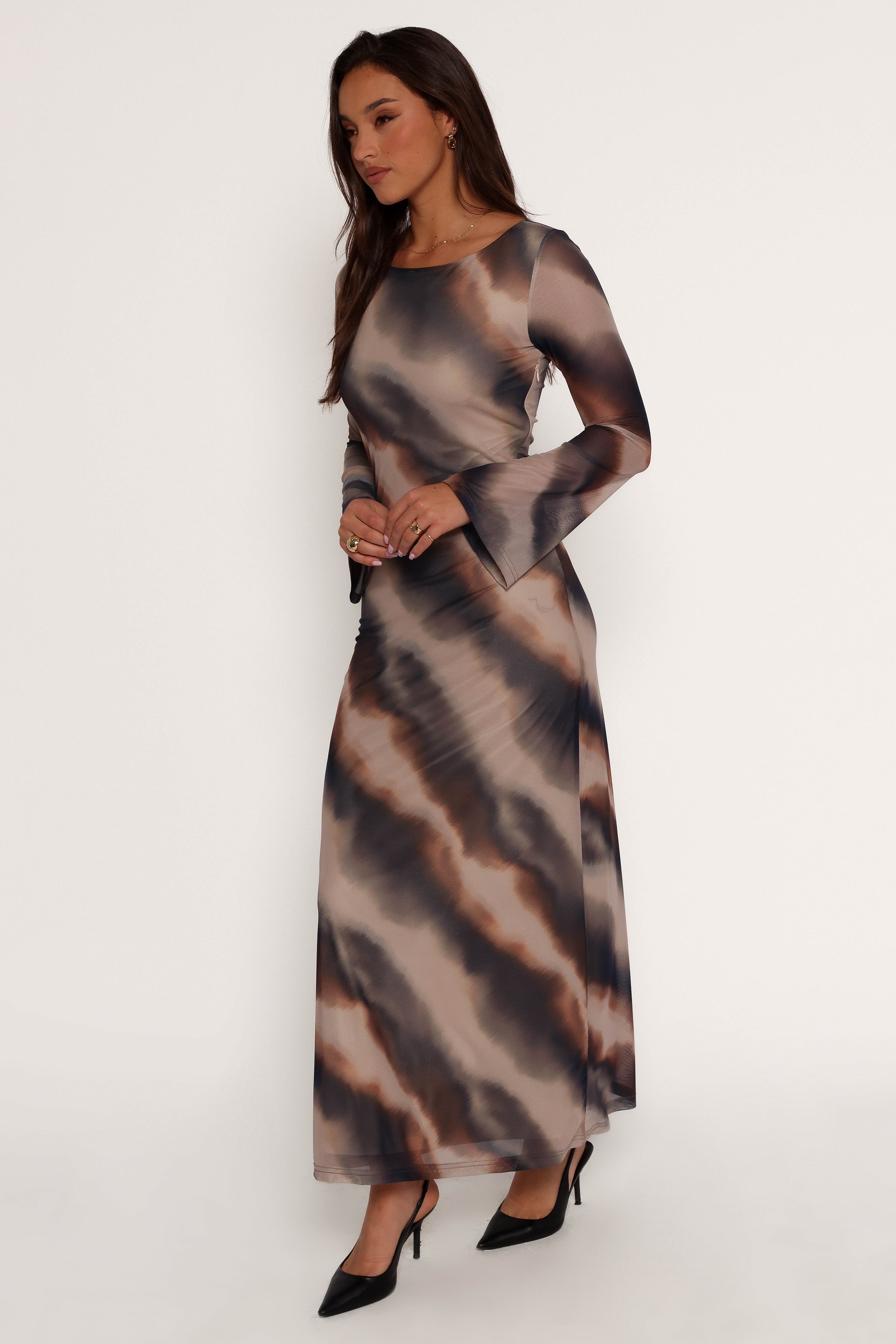 Pandora Long Sleeve Maxi Dress - Ombre Stripe-Aur Fashion