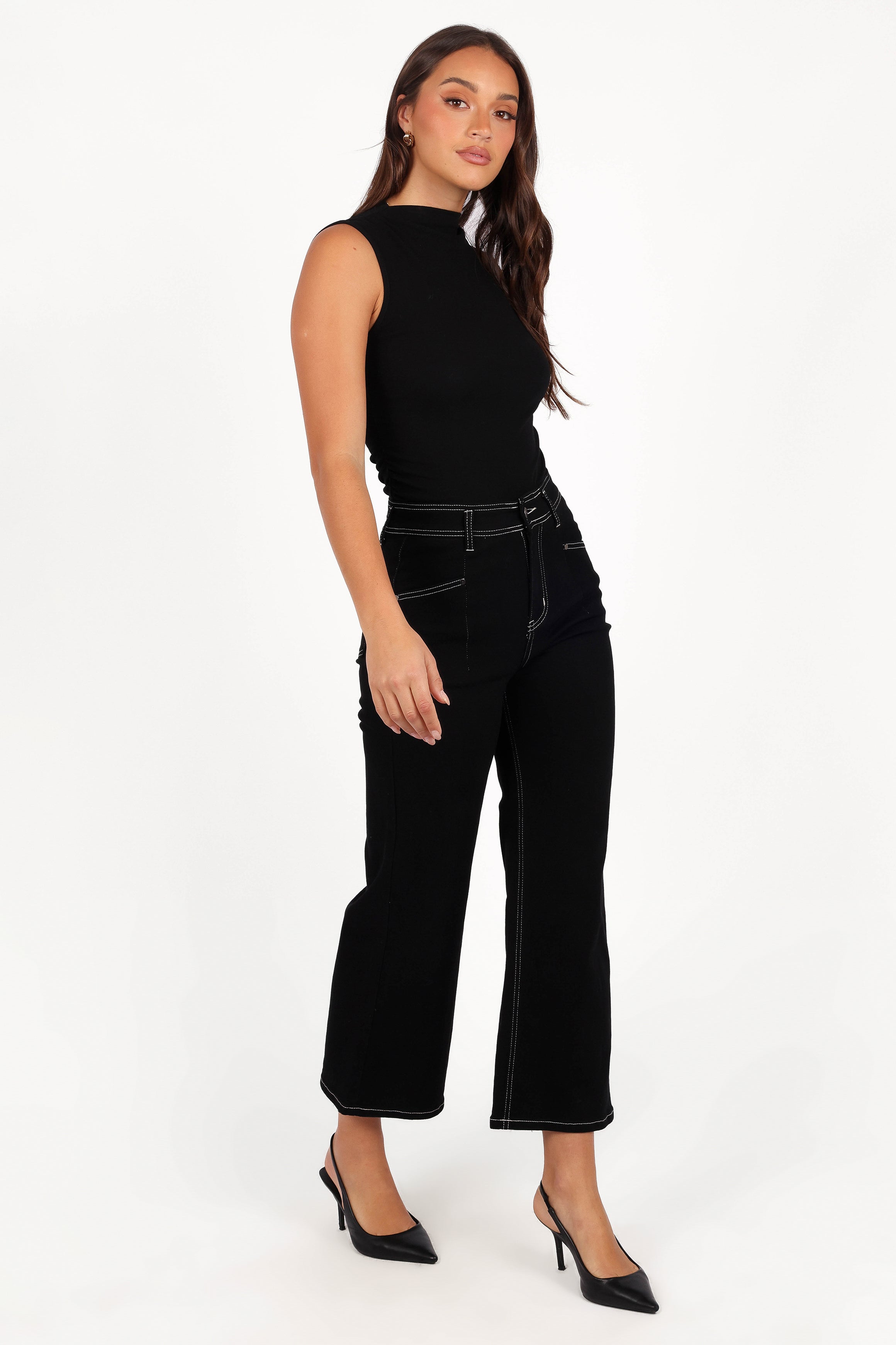 Parson Wide Leg Pant - Black-Aur Fashion
