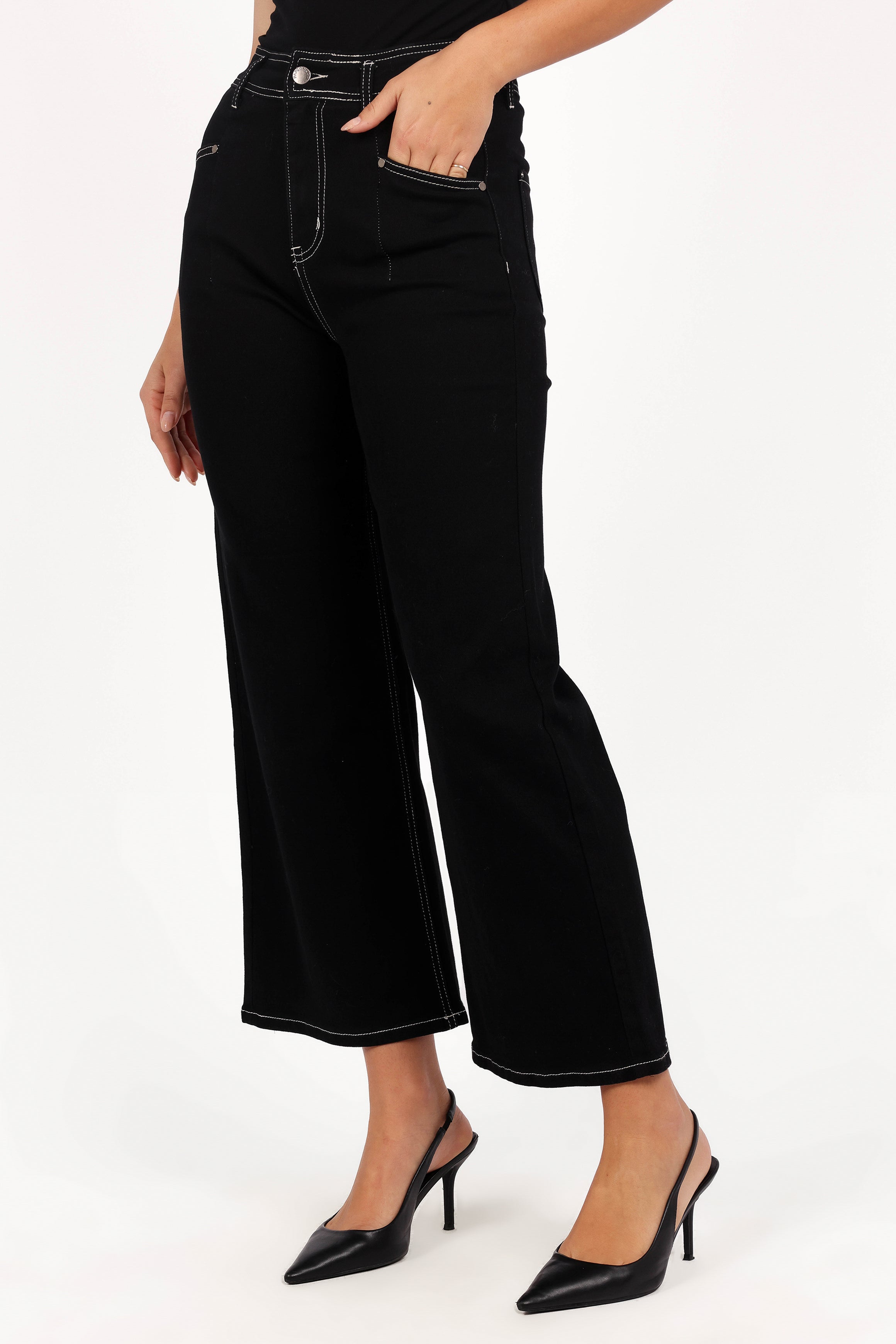 Parson Wide Leg Pant - Black-Aur Fashion