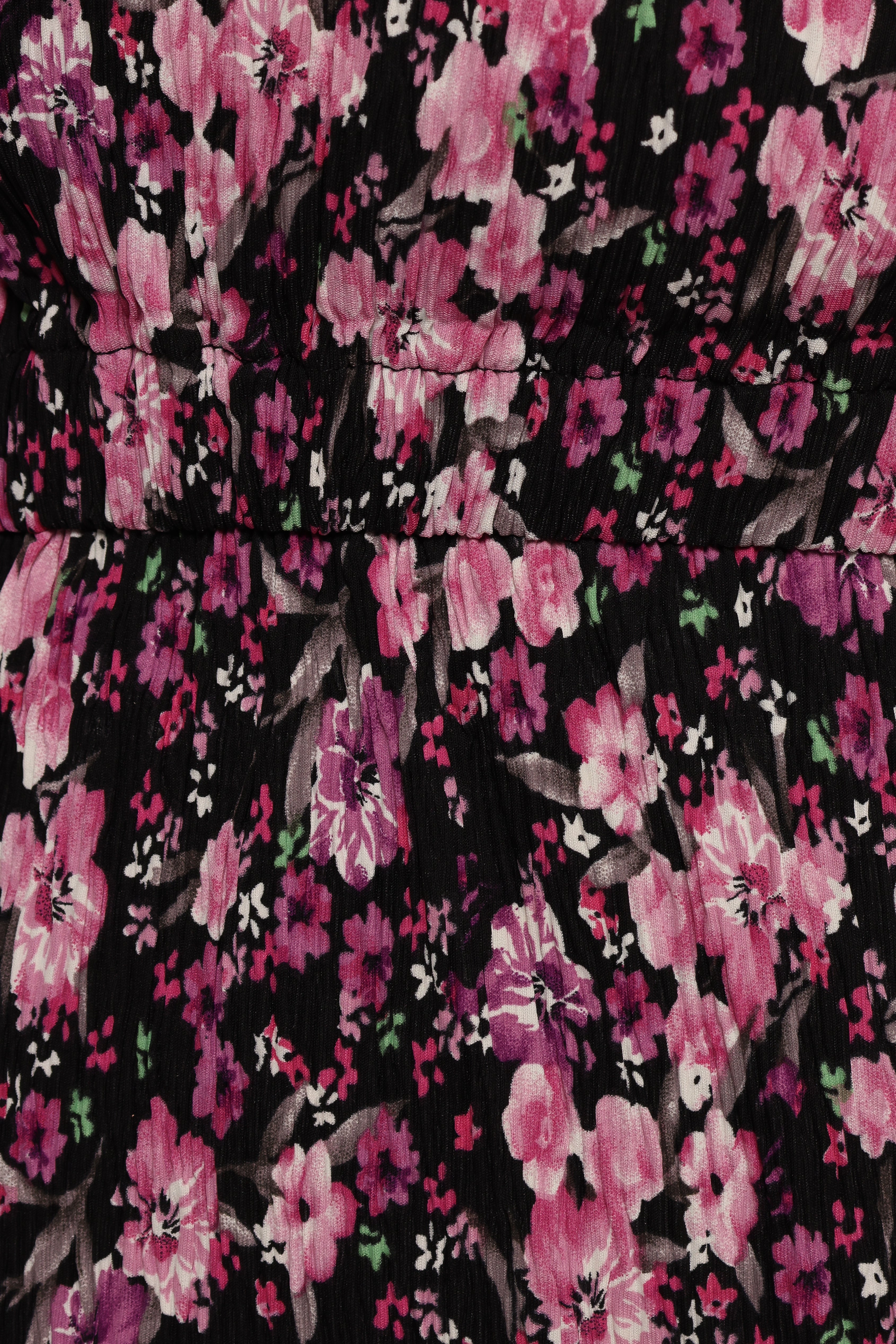 Pontee One Shoulder Pleated Midi Dress - Black/Purple-Aur Fashion