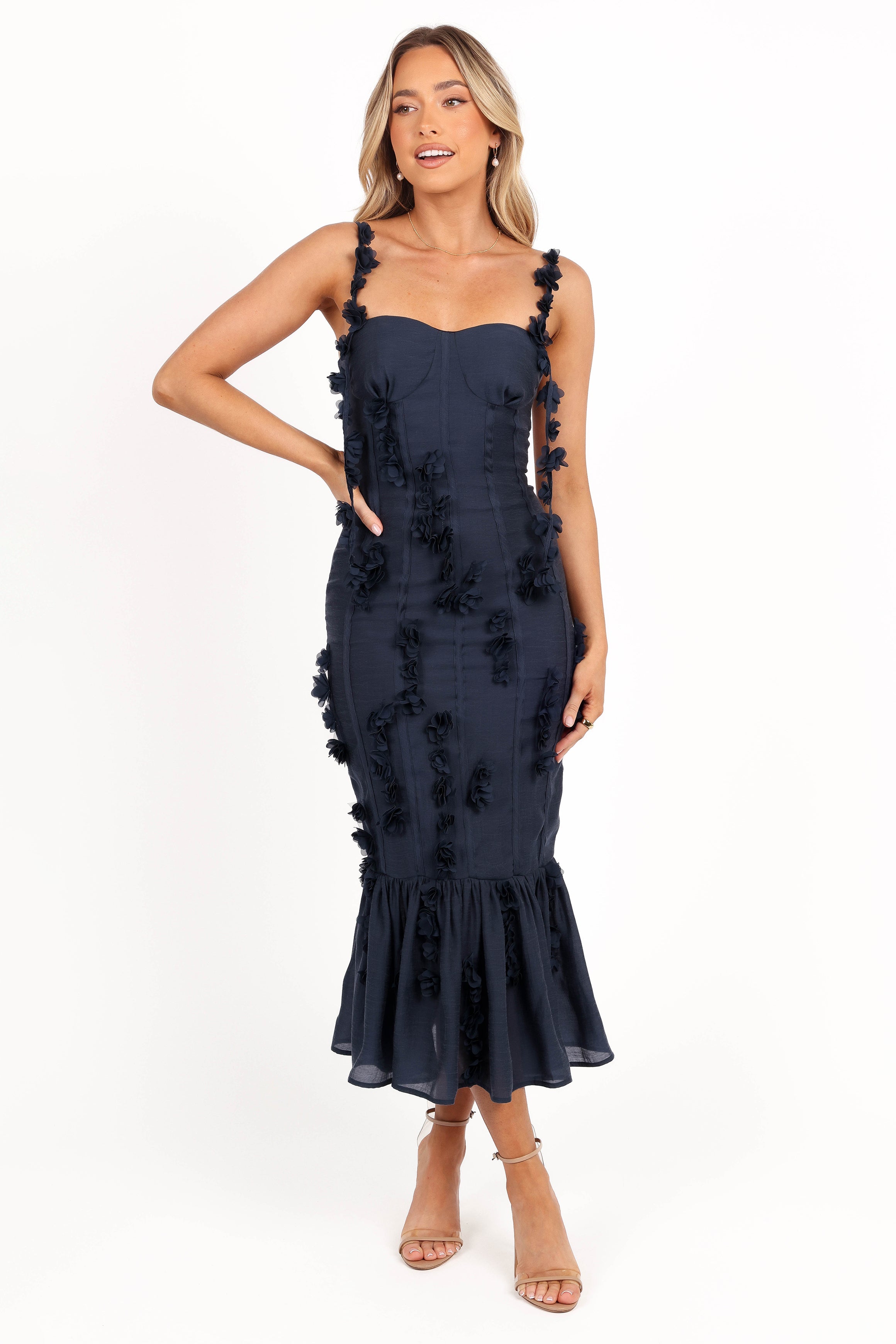 Posedly Midi Dress - Navy-Aur Fashion
