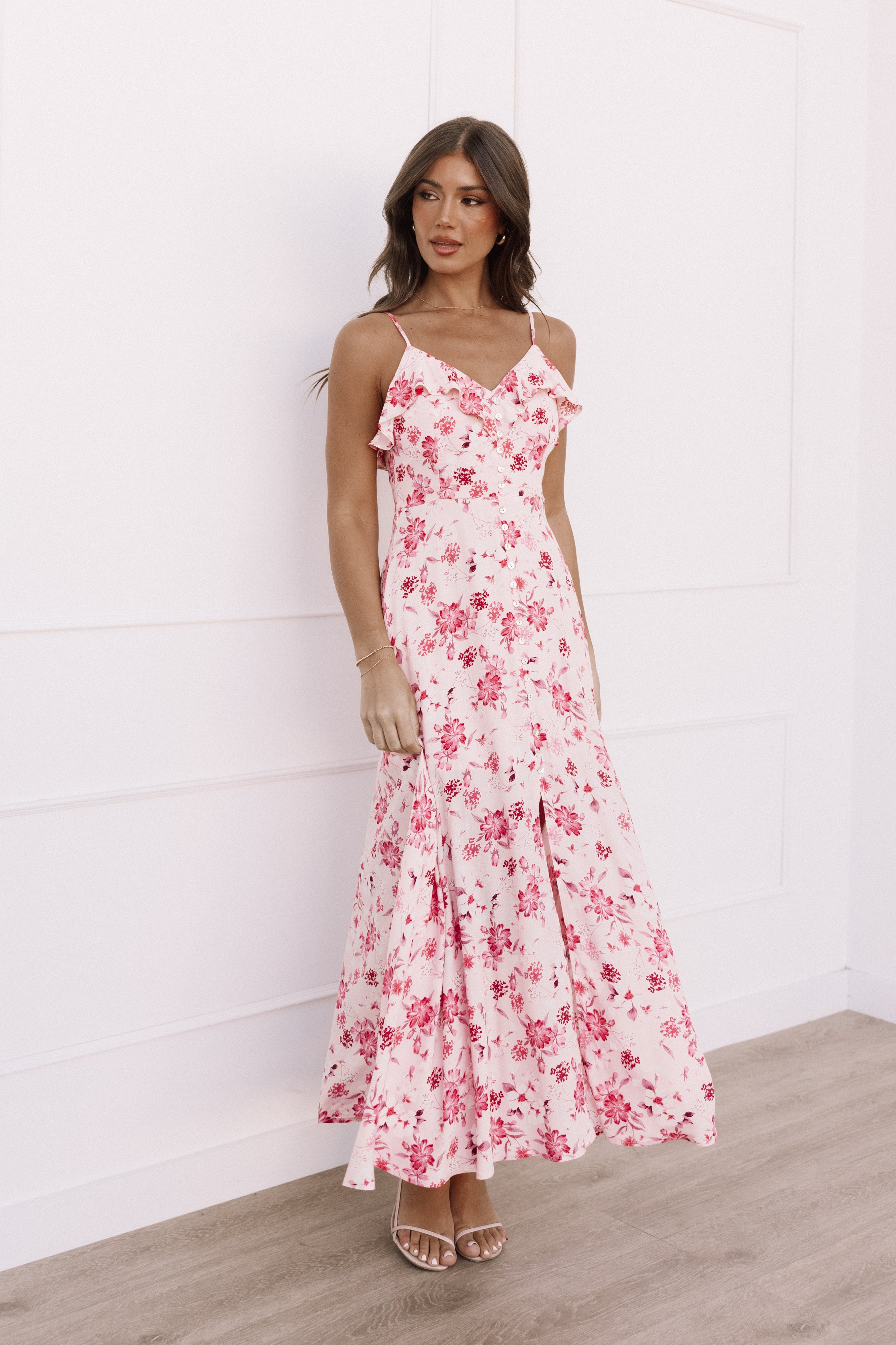 Rachel Midi Dress - Blushed Garden-Aur Fashion
