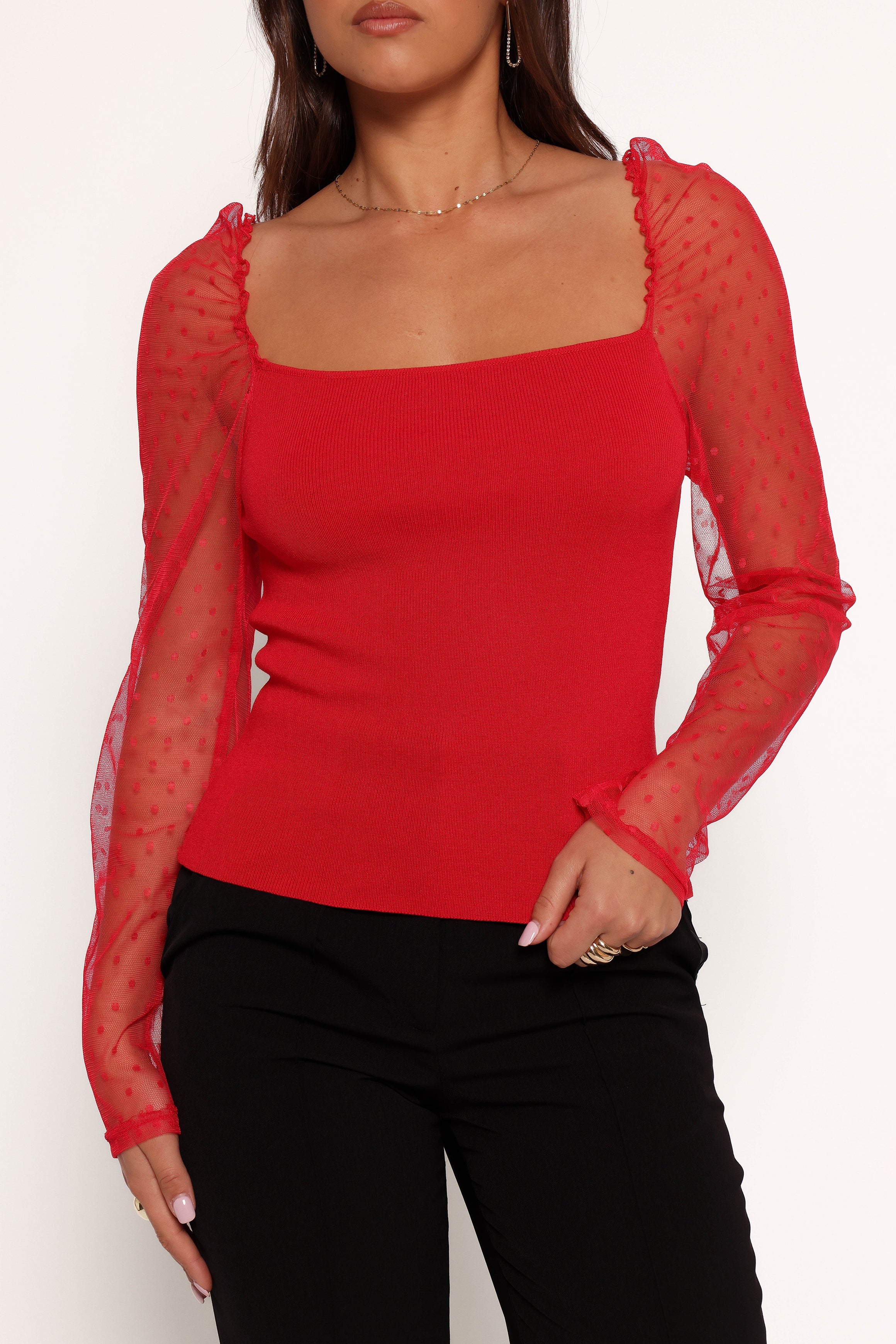 Rigala Top - Red-Aur Fashion