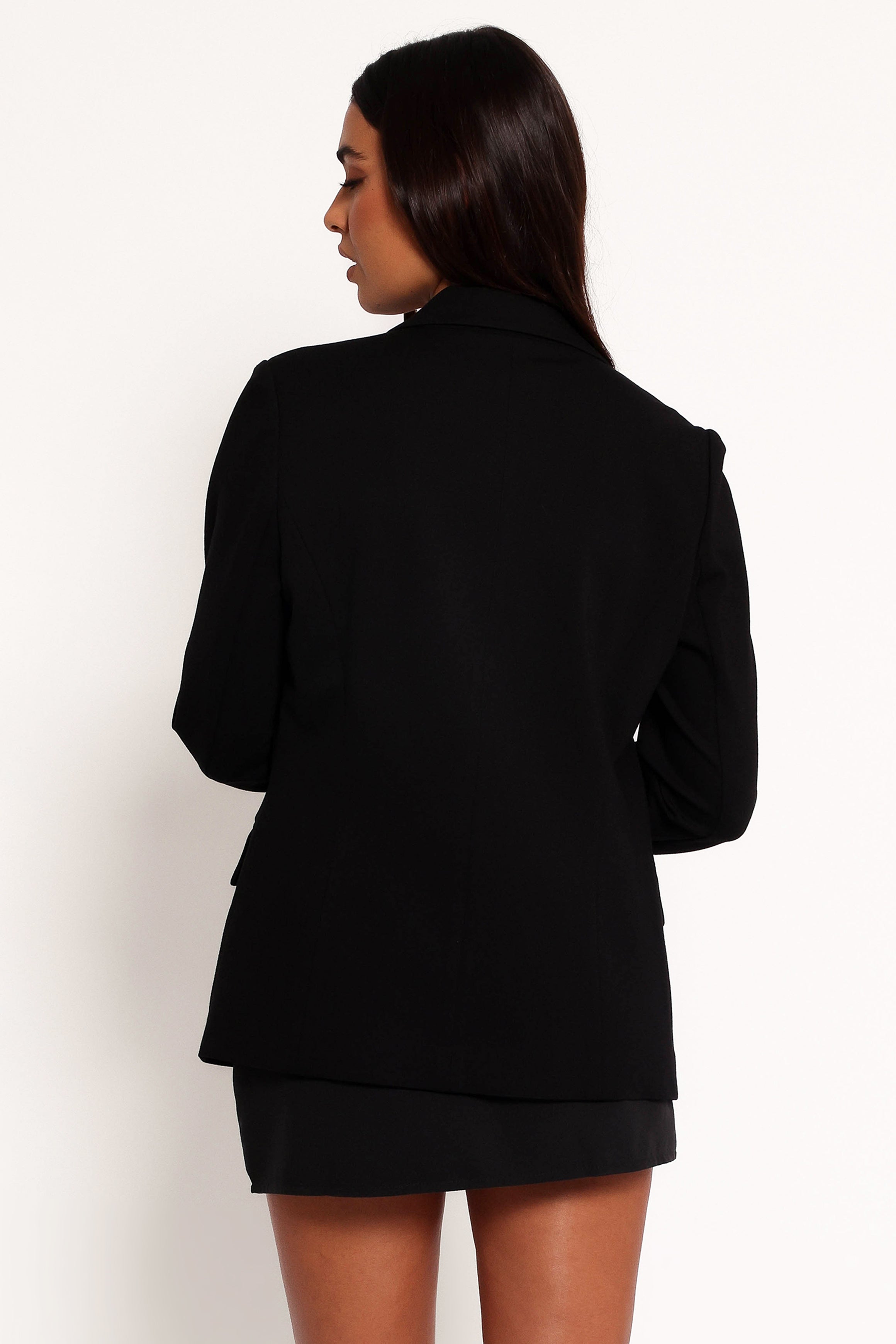 Ronny Open Front Knit Blazer - Black-Aur Fashion