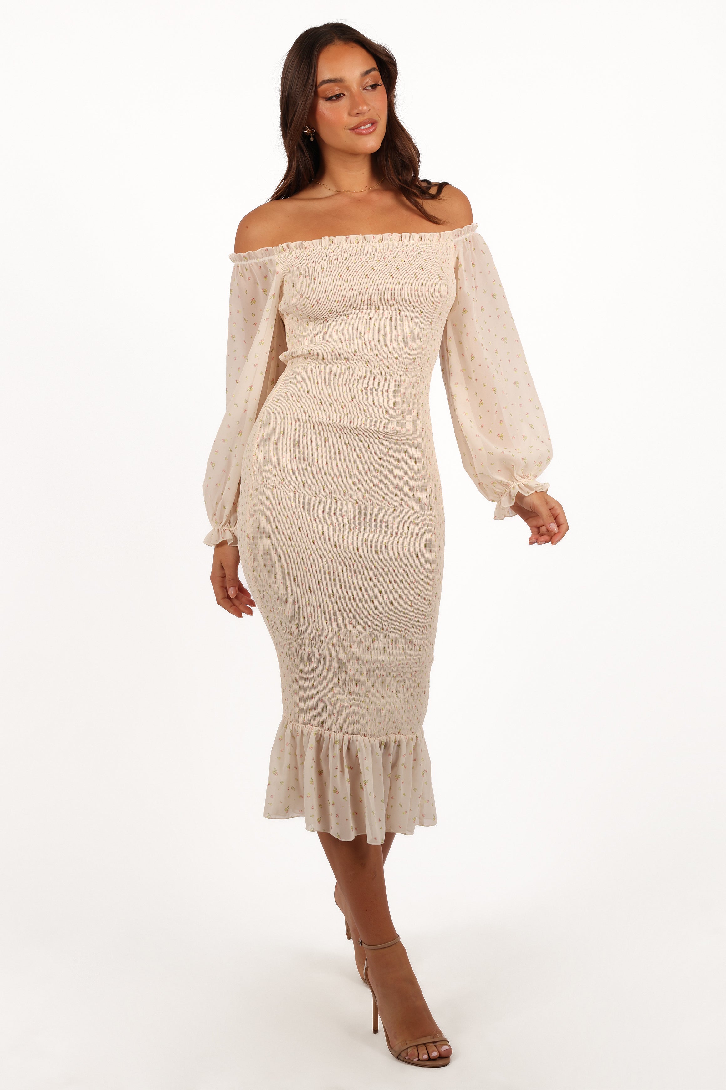 Sara Midi Dress - Tiny Blooms-Aur Fashion