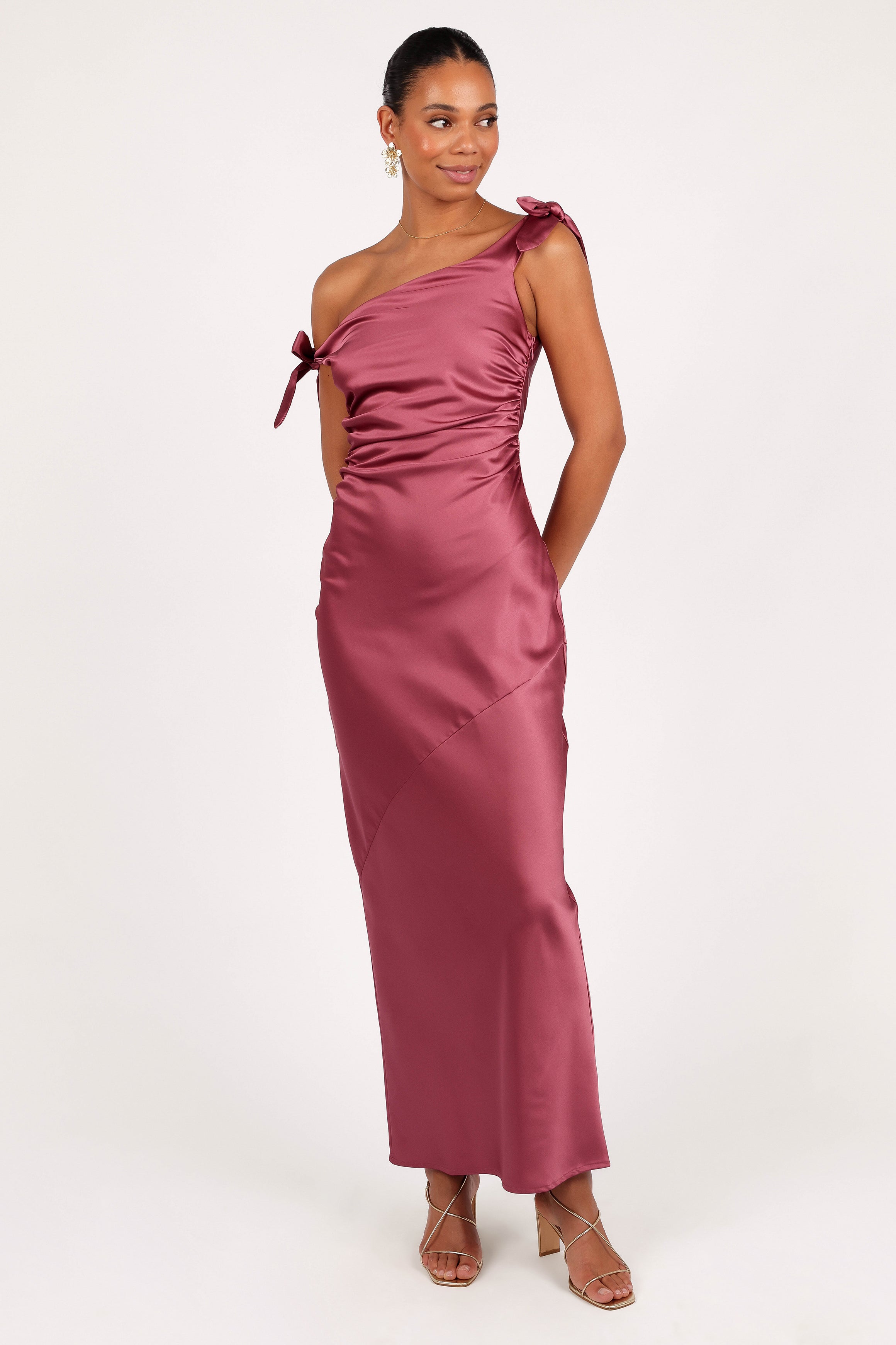 Selma Off Shoulder Maxi Dress - Dark Rose-Aur Fashion