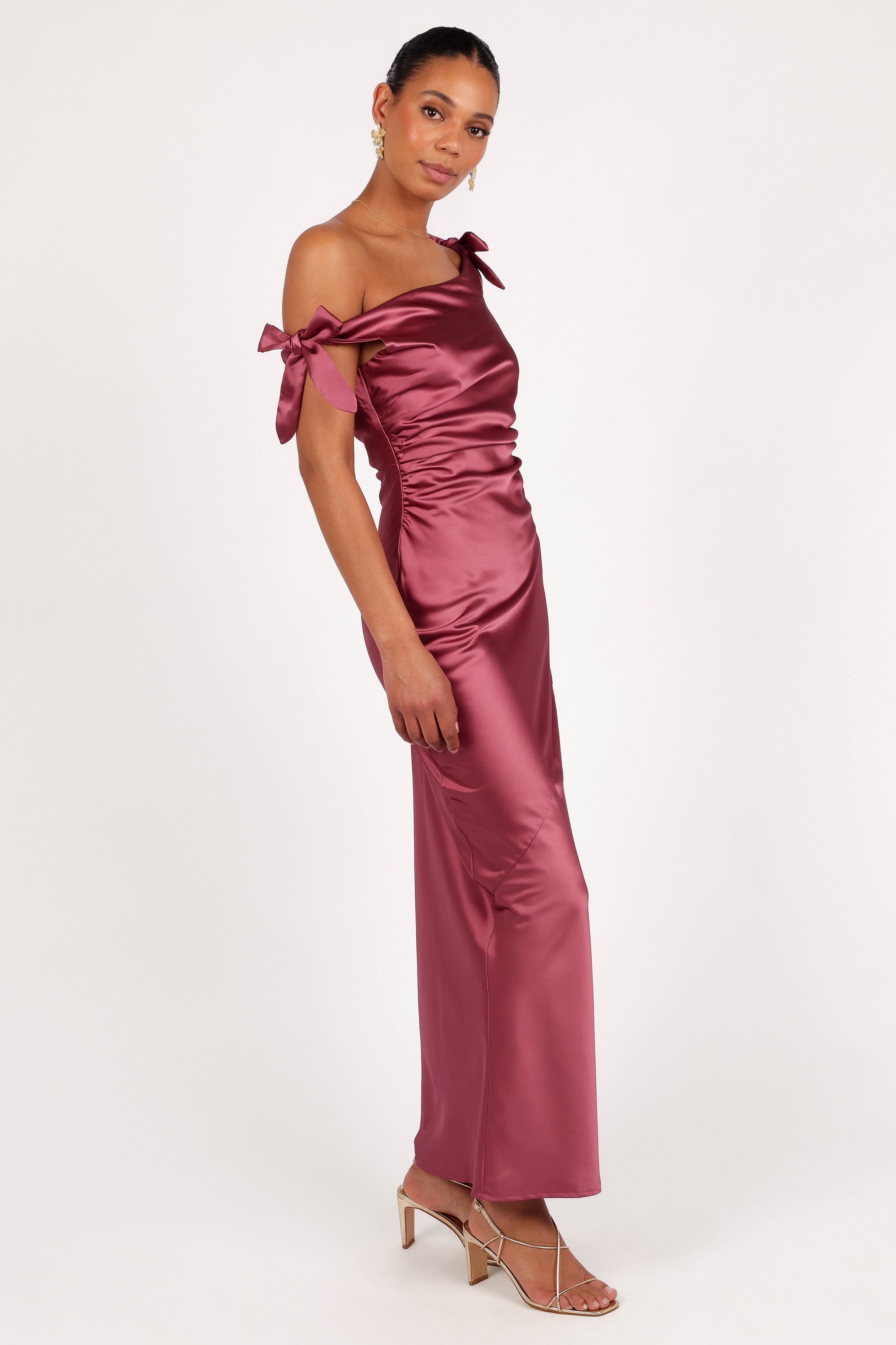 Selma Off Shoulder Maxi Dress - Dark Rose-Aur Fashion